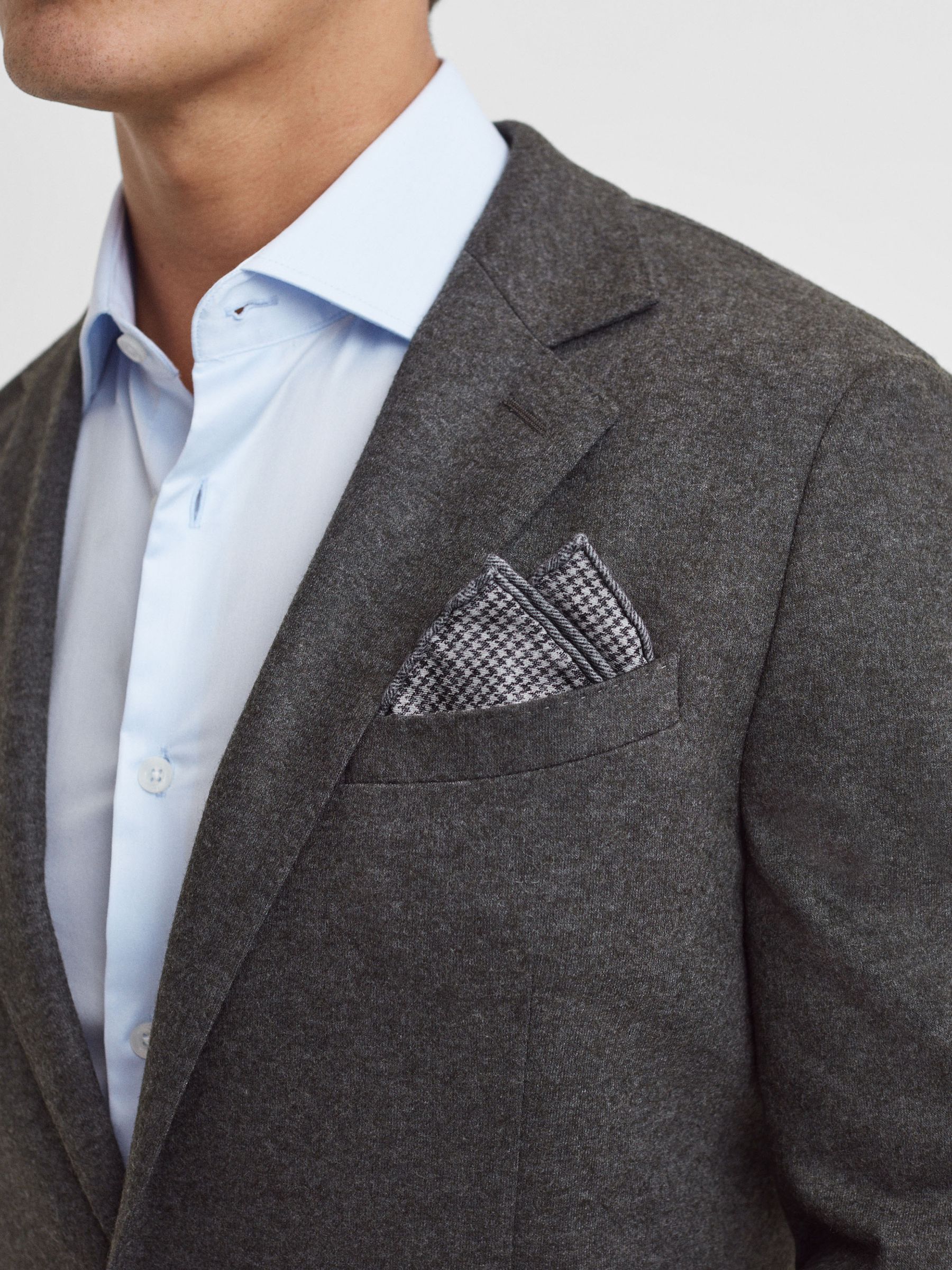 Cotton Reversible Pocket Square in Grey Melange - Image 6 of 6