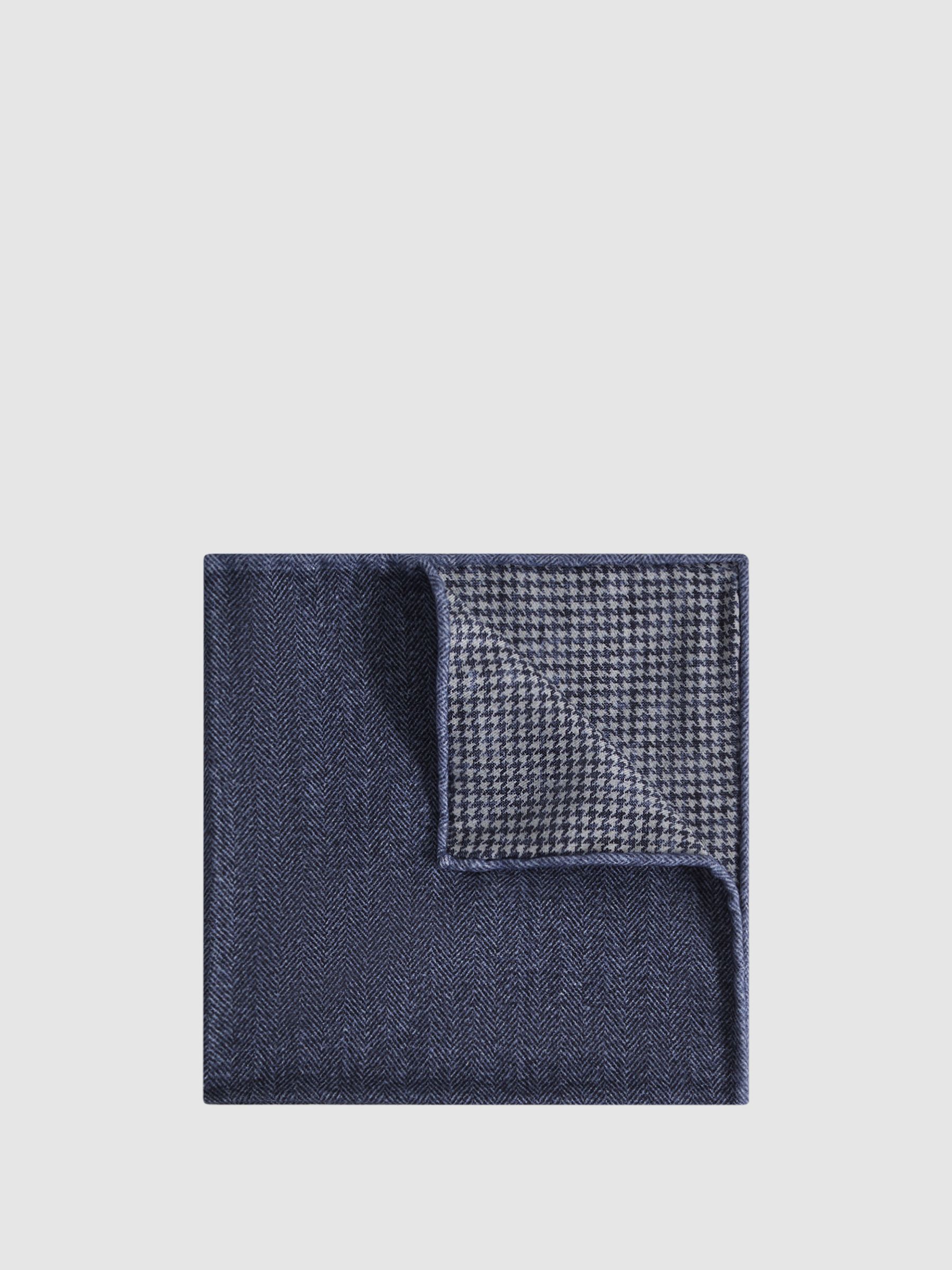 Cotton Reversible Pocket Square in Airforce Blue - Image 1 of 6
