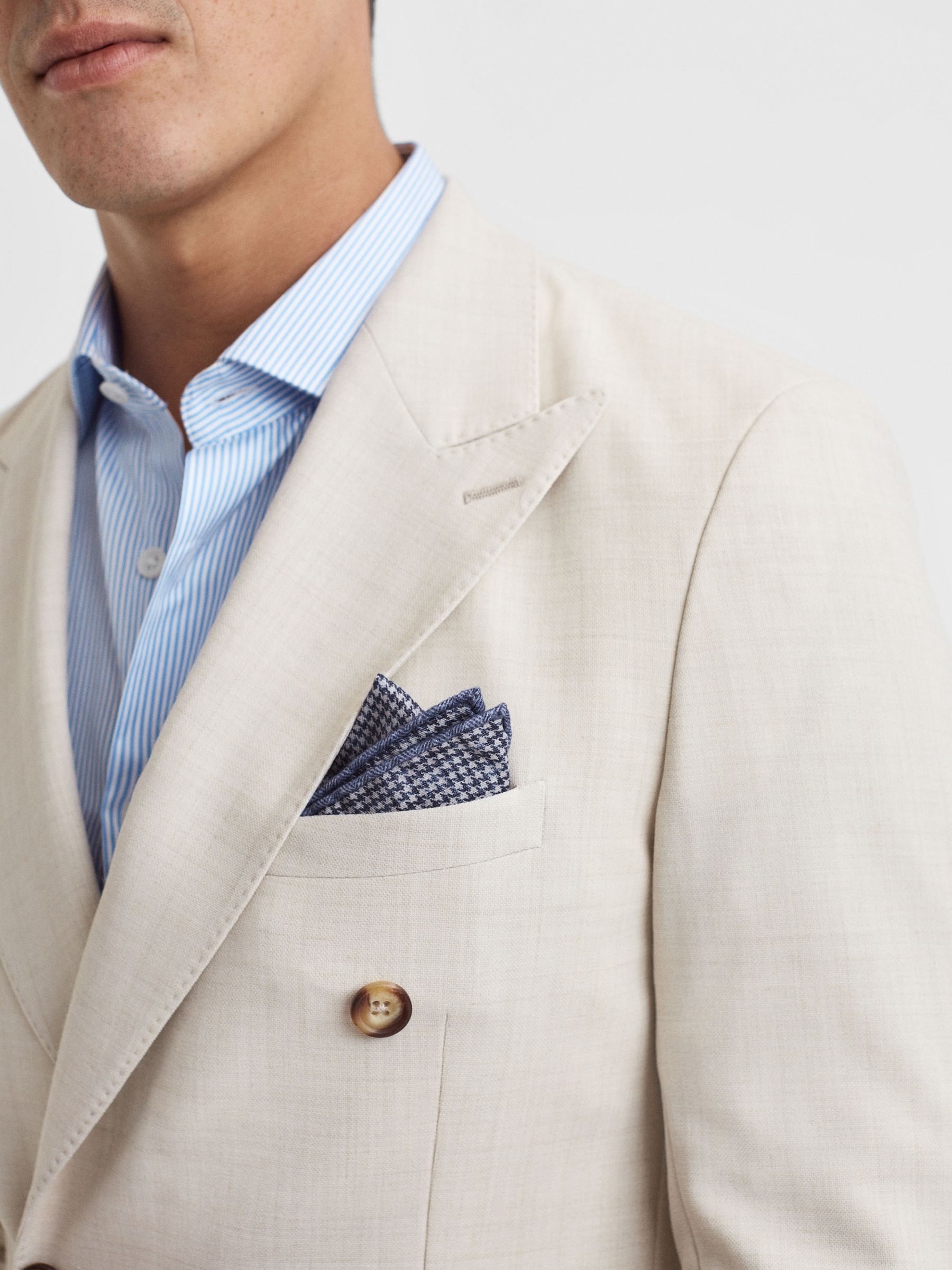 Cotton Reversible Pocket Square in Airforce Blue - Image 6 of 6