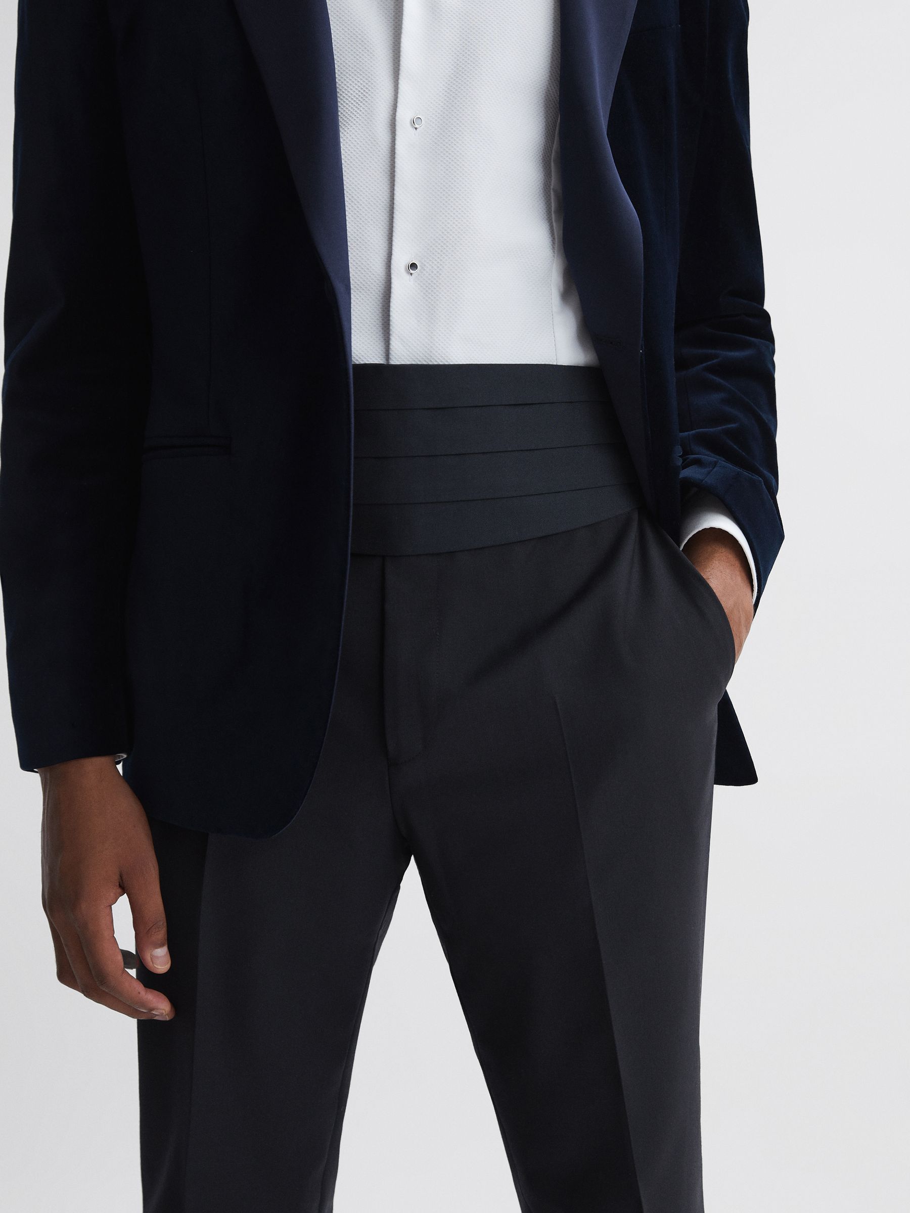 Navy Herringbone Cummerbund Navy Herringbone Cummerbund