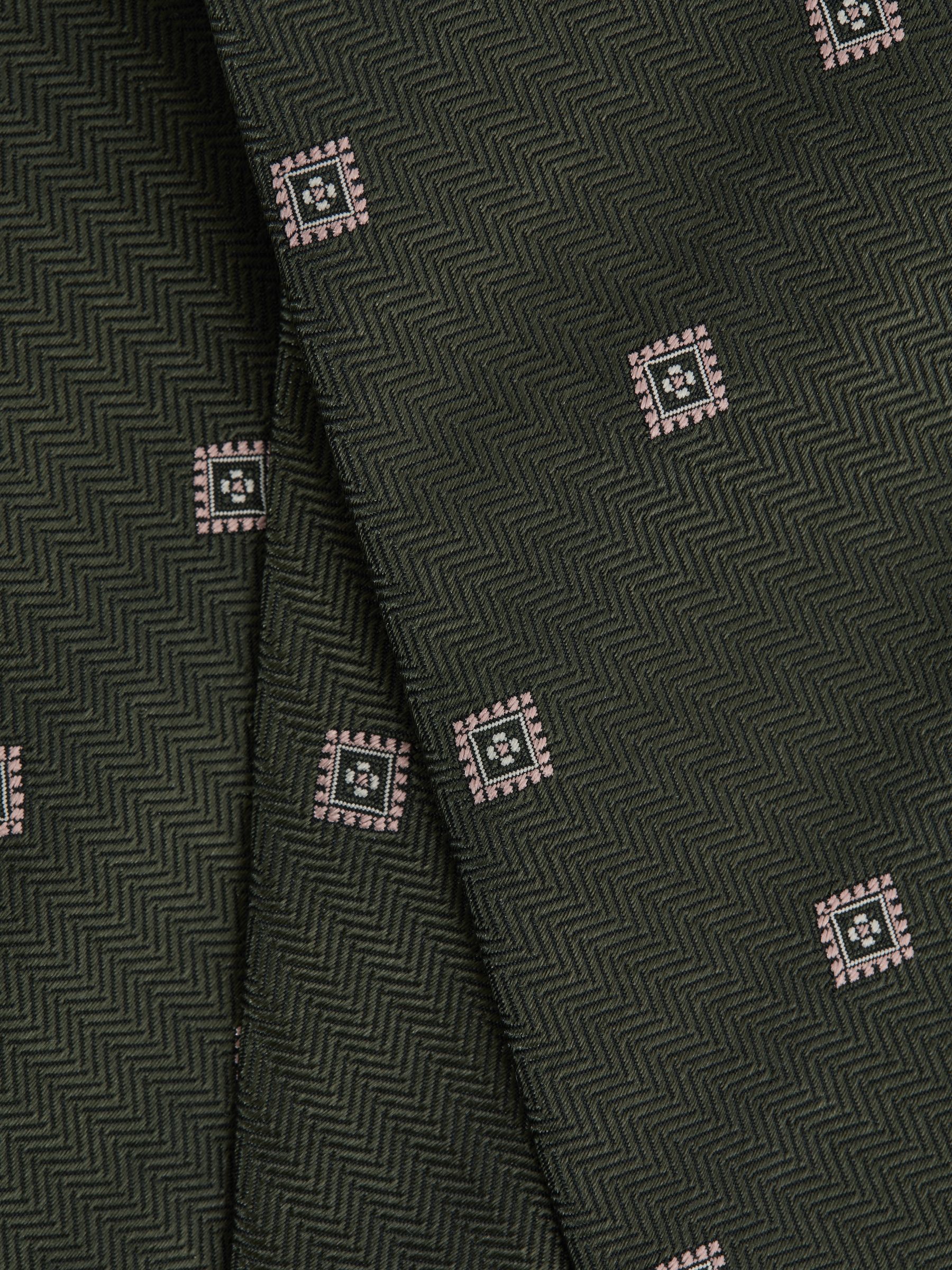 Silk Medallion Tie in Olive Green - Image 5 of 5