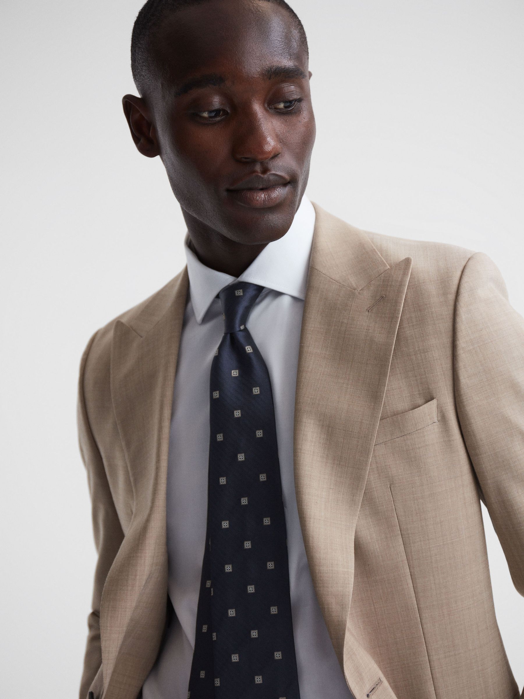 Silk Medallion Tie in Navy - Image 2 of 5