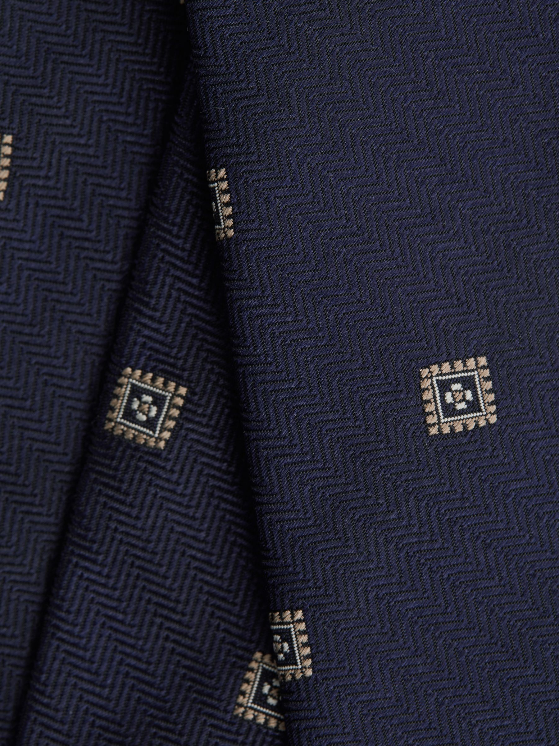 Silk Medallion Tie in Navy - Image 5 of 5