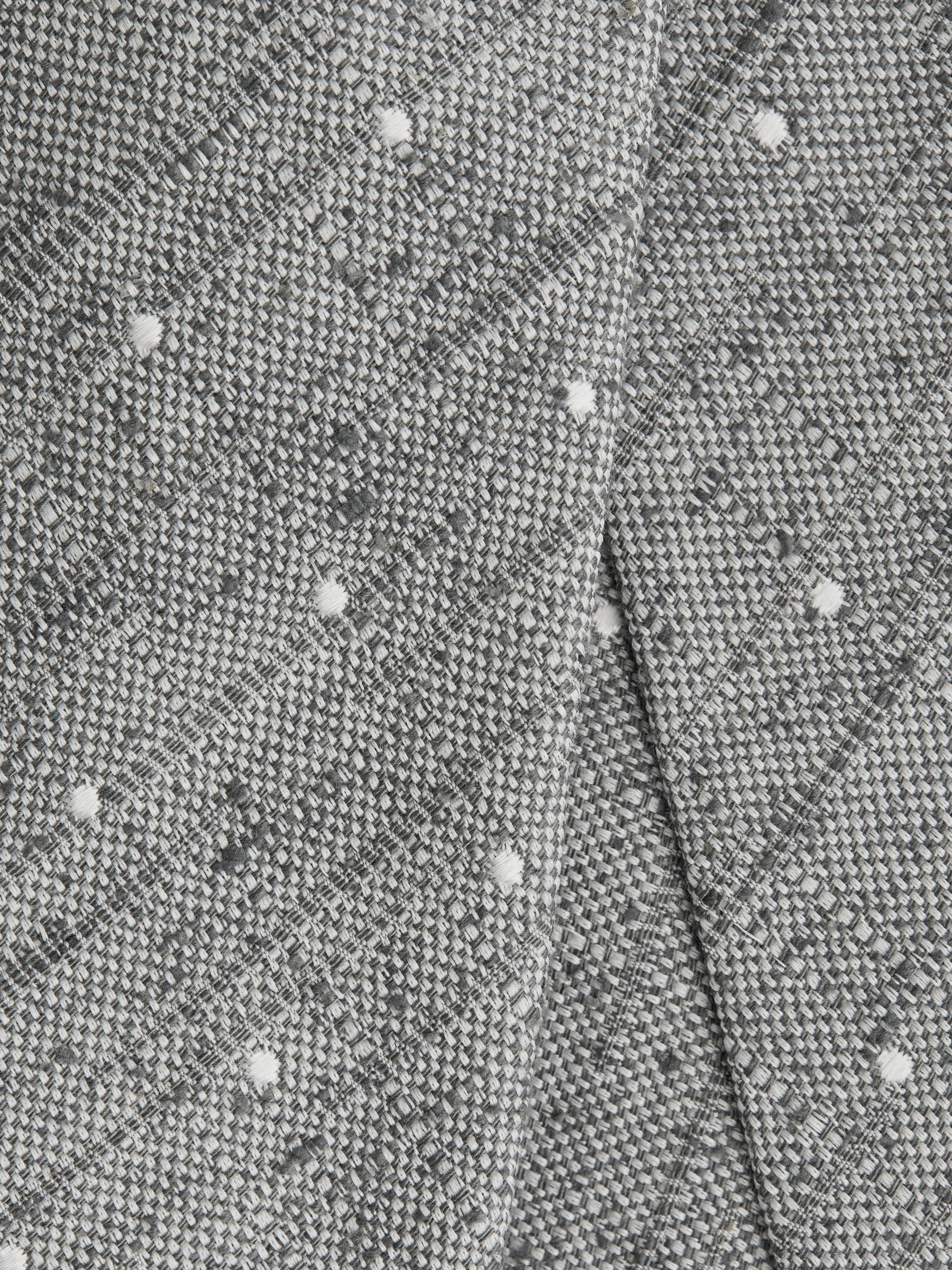 Silk Textured Polka Dot Tie in Soft Grey - Image 5 of 5
