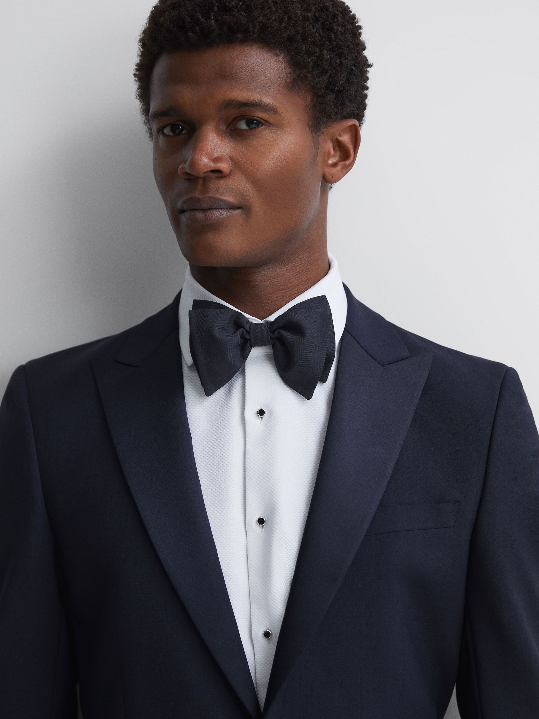 Herringbone Bow Tie in Navy - Image 2 of 4