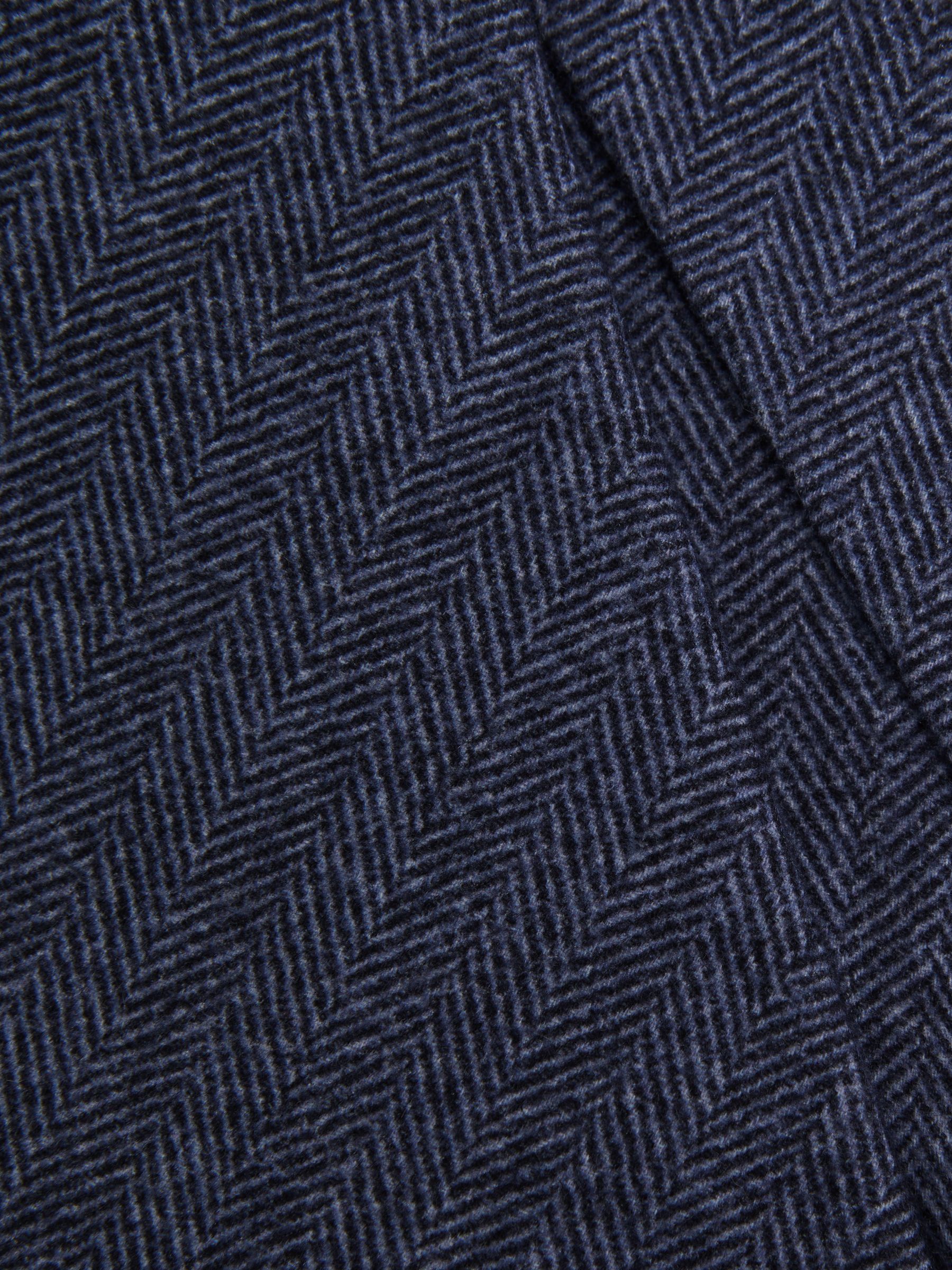 Brushed Cotton Herringbone Tie in Airforce Blue Melange - Image 5 of 5