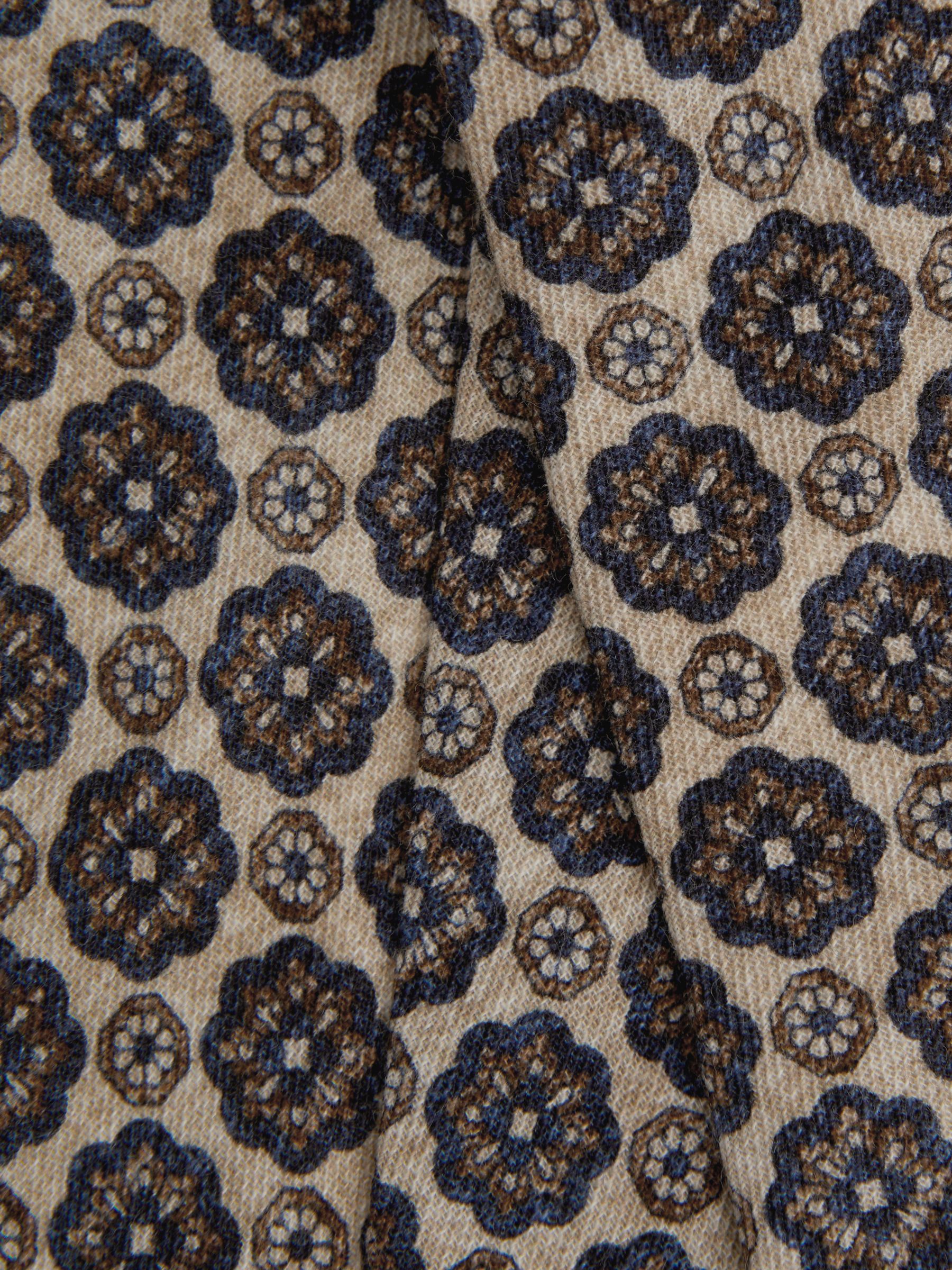 Silk Floral Medallion Tie in Oatmeal Melange/Navy - Image 4 of 4