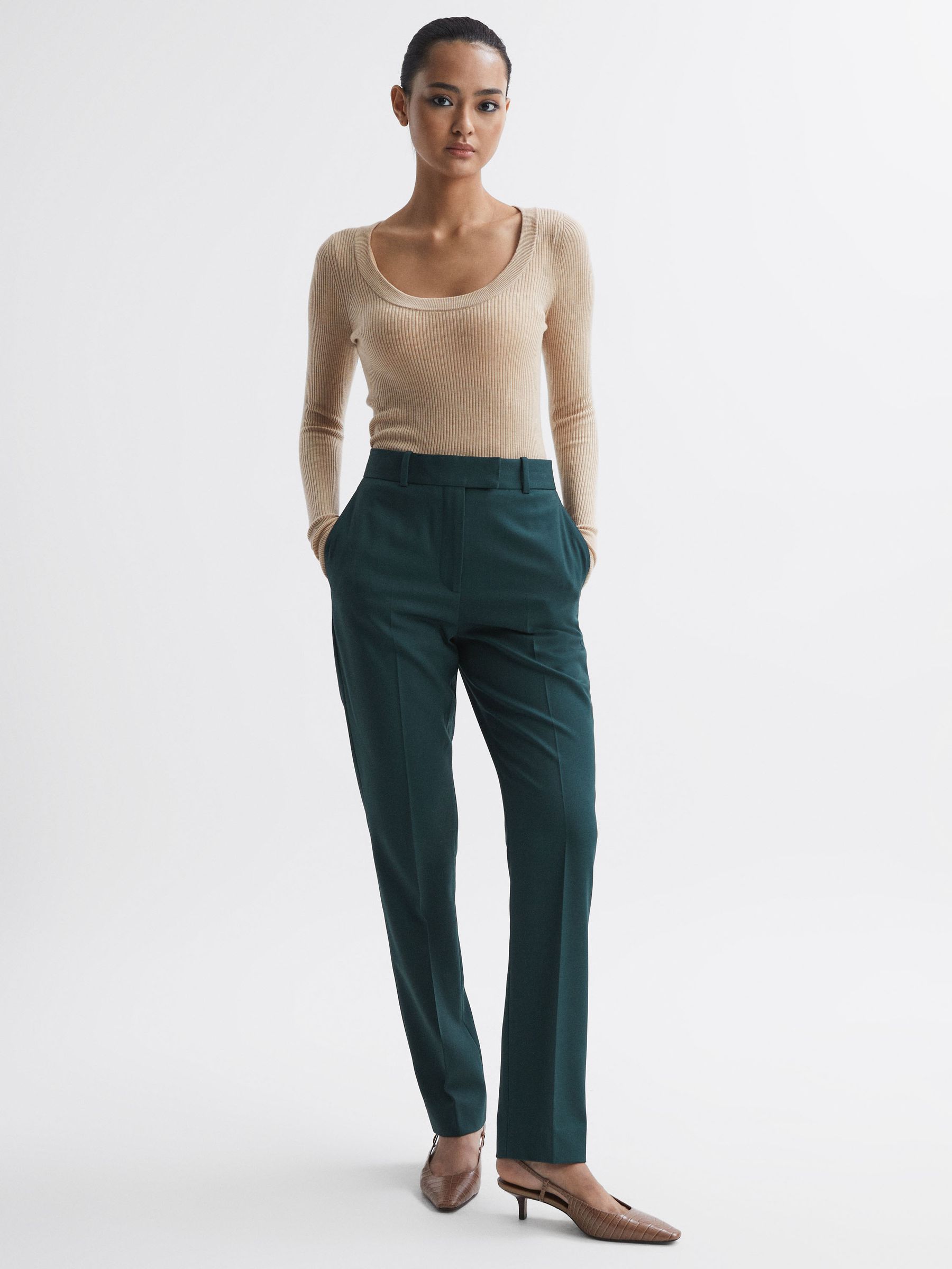 Knitted Fitted Top in Neutral - Image 3 of 4