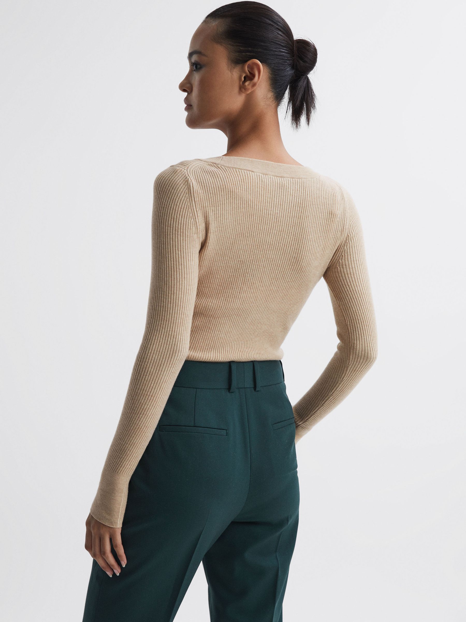 Knitted Fitted Top in Neutral - Image 4 of 4