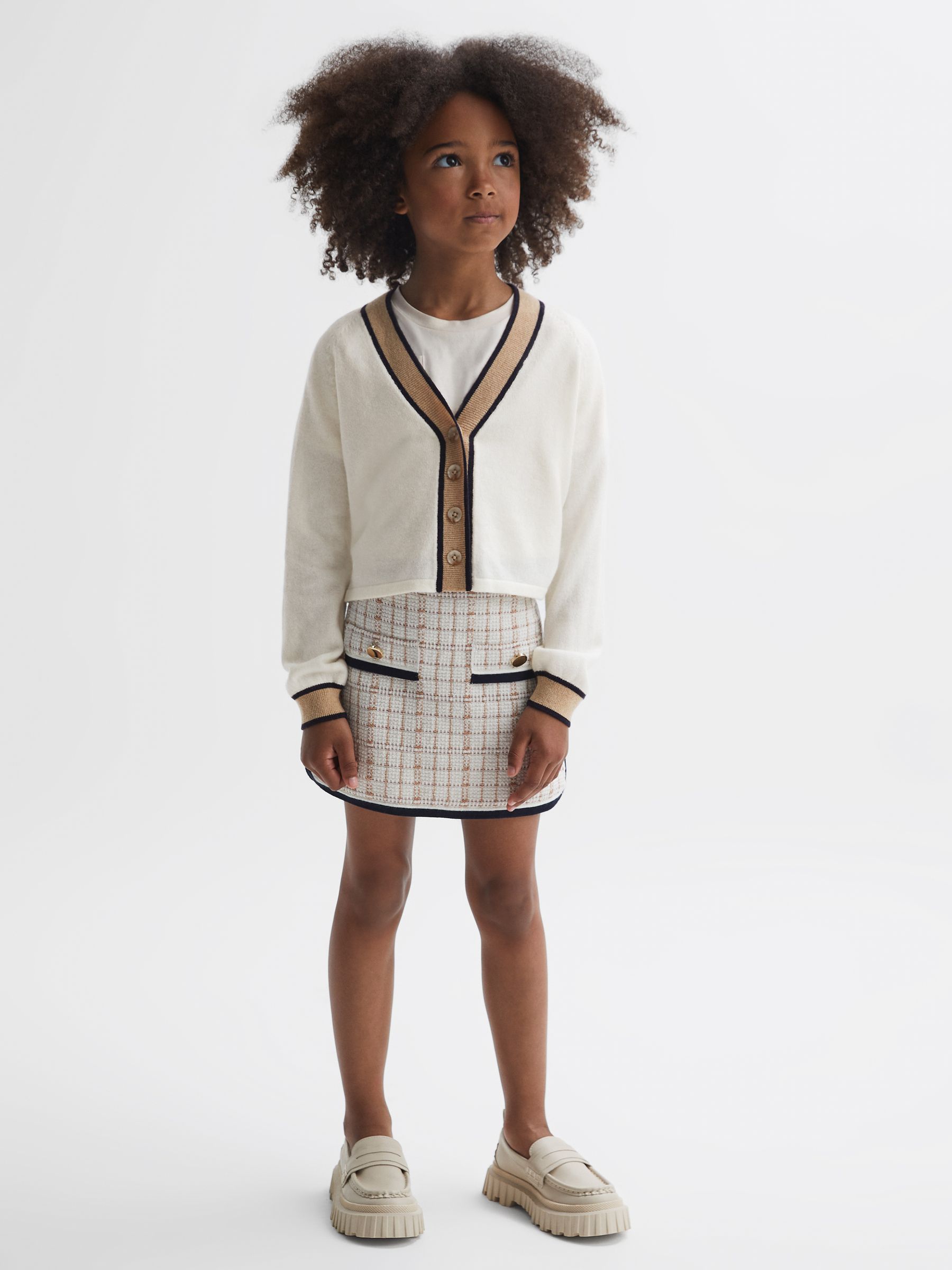 4-9 yrs Wool Blend V-Neck Cardigan in Ivory - Image 3 of 6