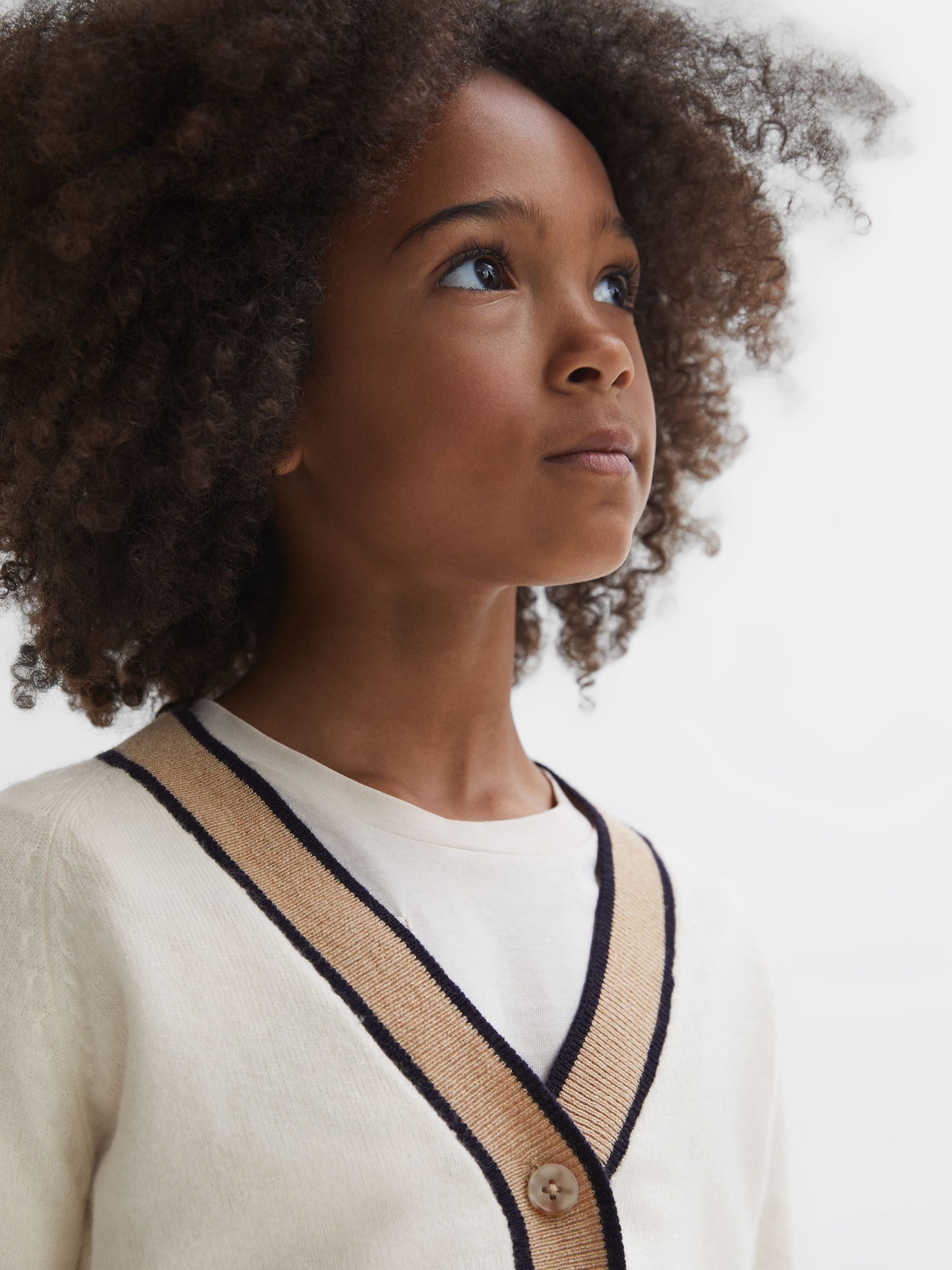 4-9 yrs Wool Blend V-Neck Cardigan in Ivory - Image 4 of 6