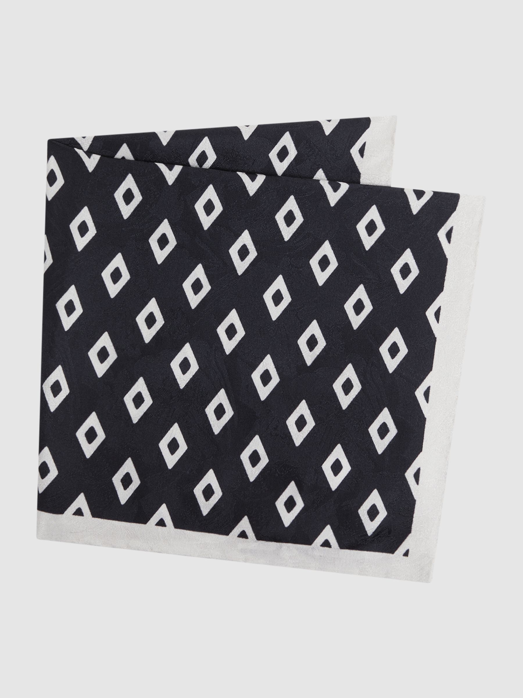 Silk Diamond Pocket Square in Midnight - Image 3 of 5