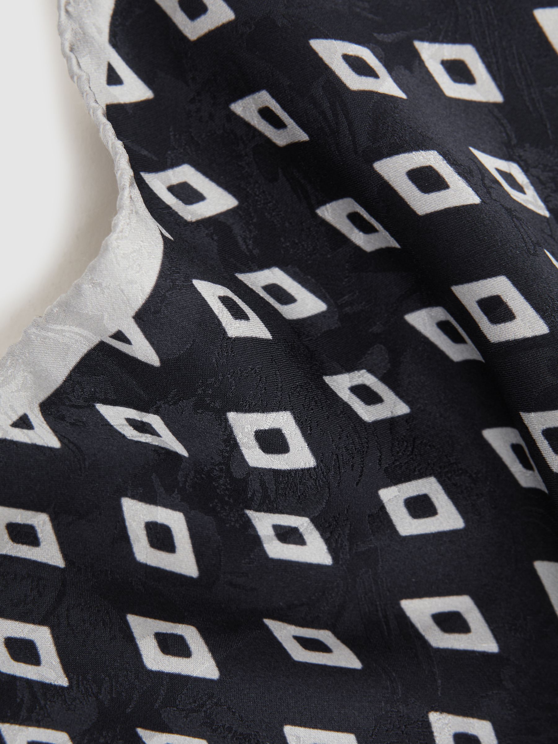 Silk Diamond Pocket Square in Midnight - Image 5 of 5