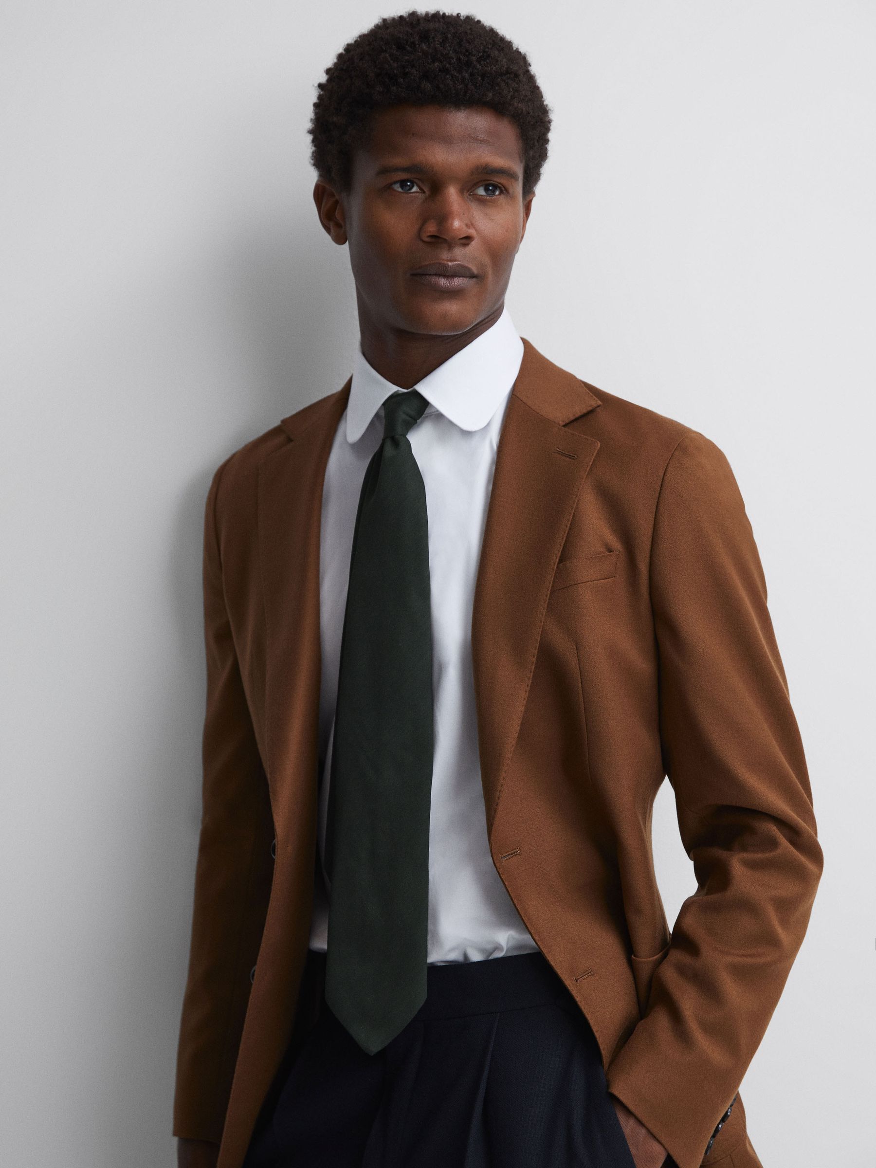 Twill Wool Tie in Forest Green - Image 2 of 5