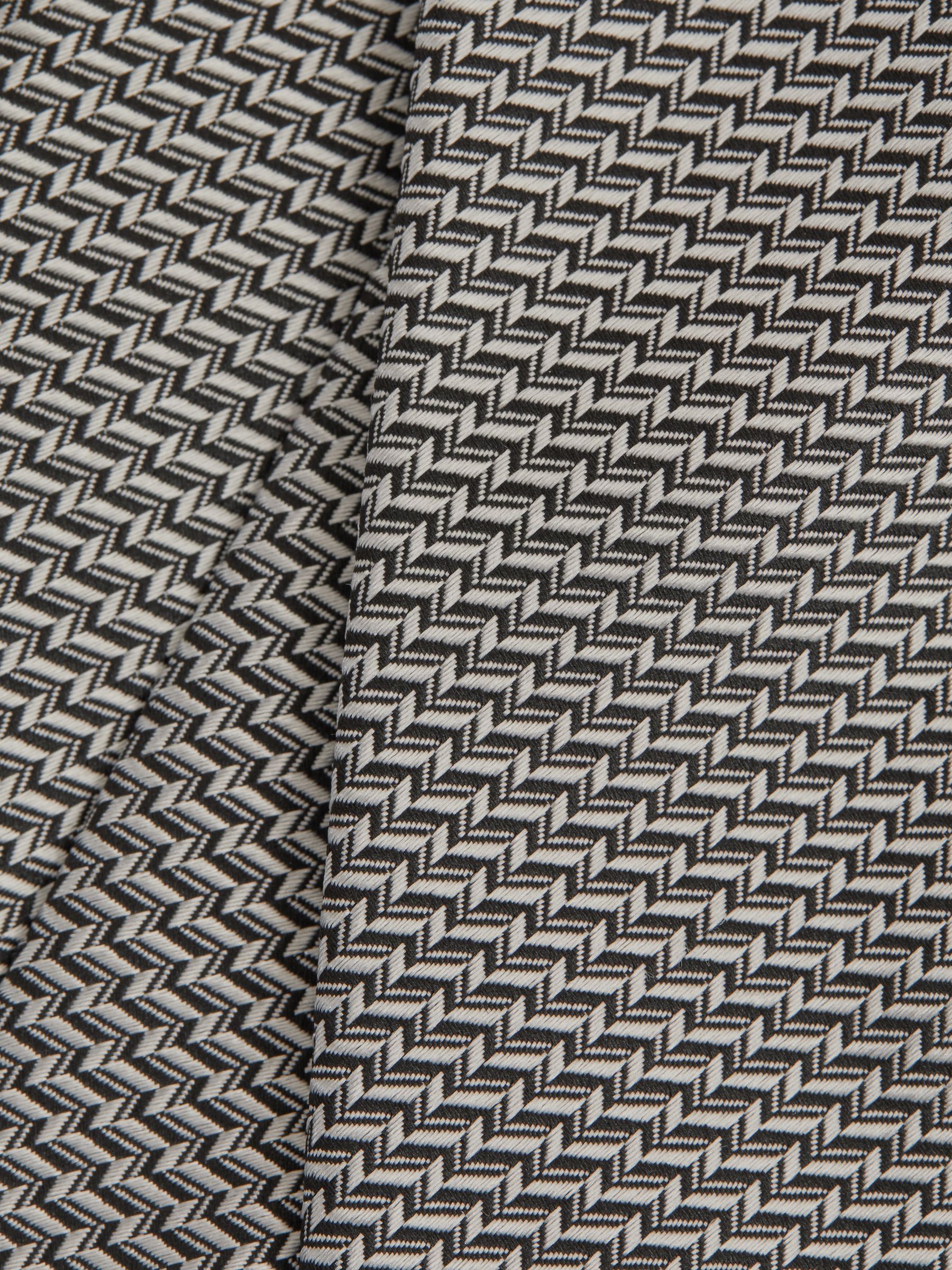 Silk Blend Geometric Tie in Steel Grey - Image 5 of 5