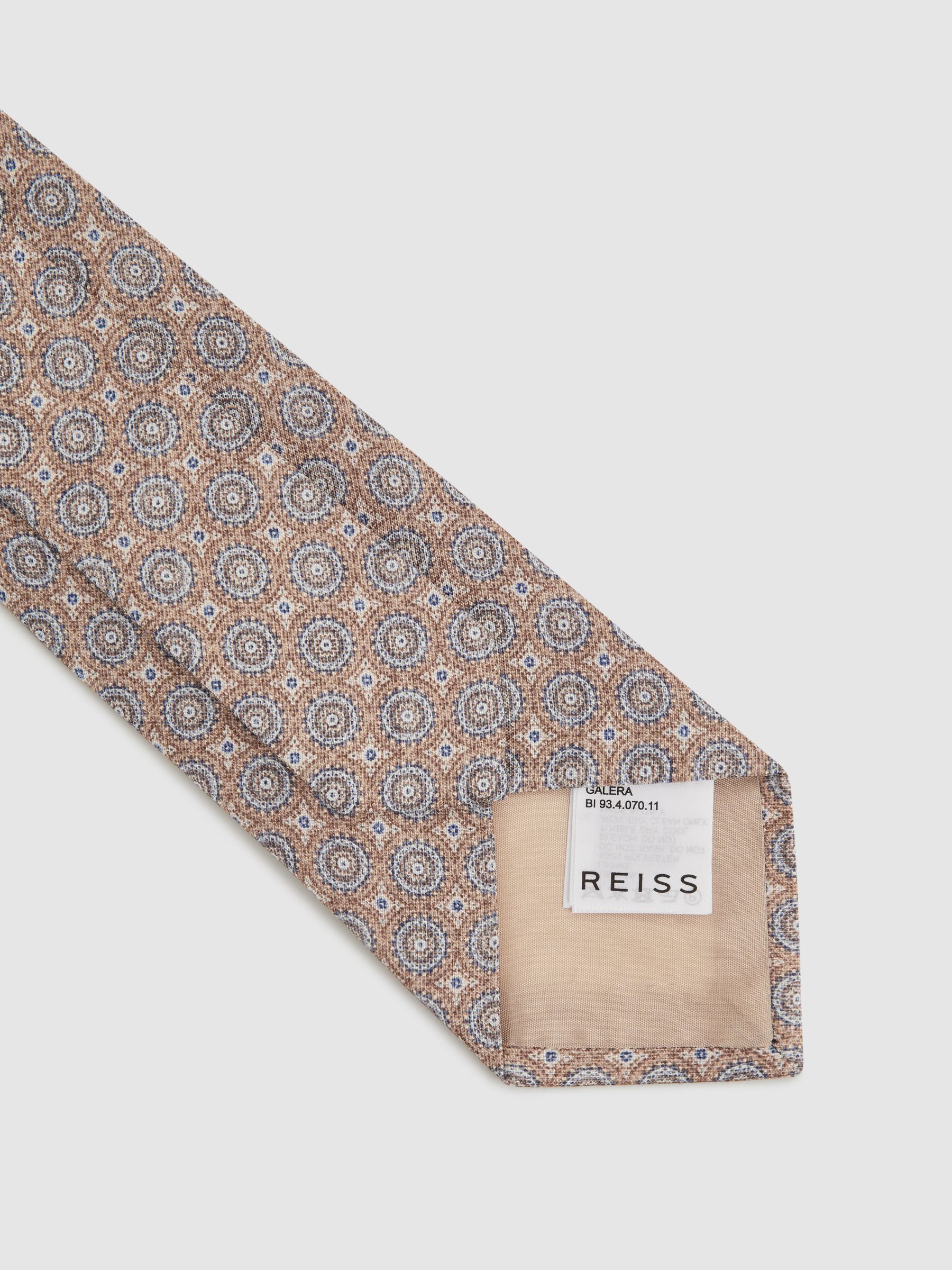 Silk Medallion Tie in Oatmeal Melange - Image 4 of 5
