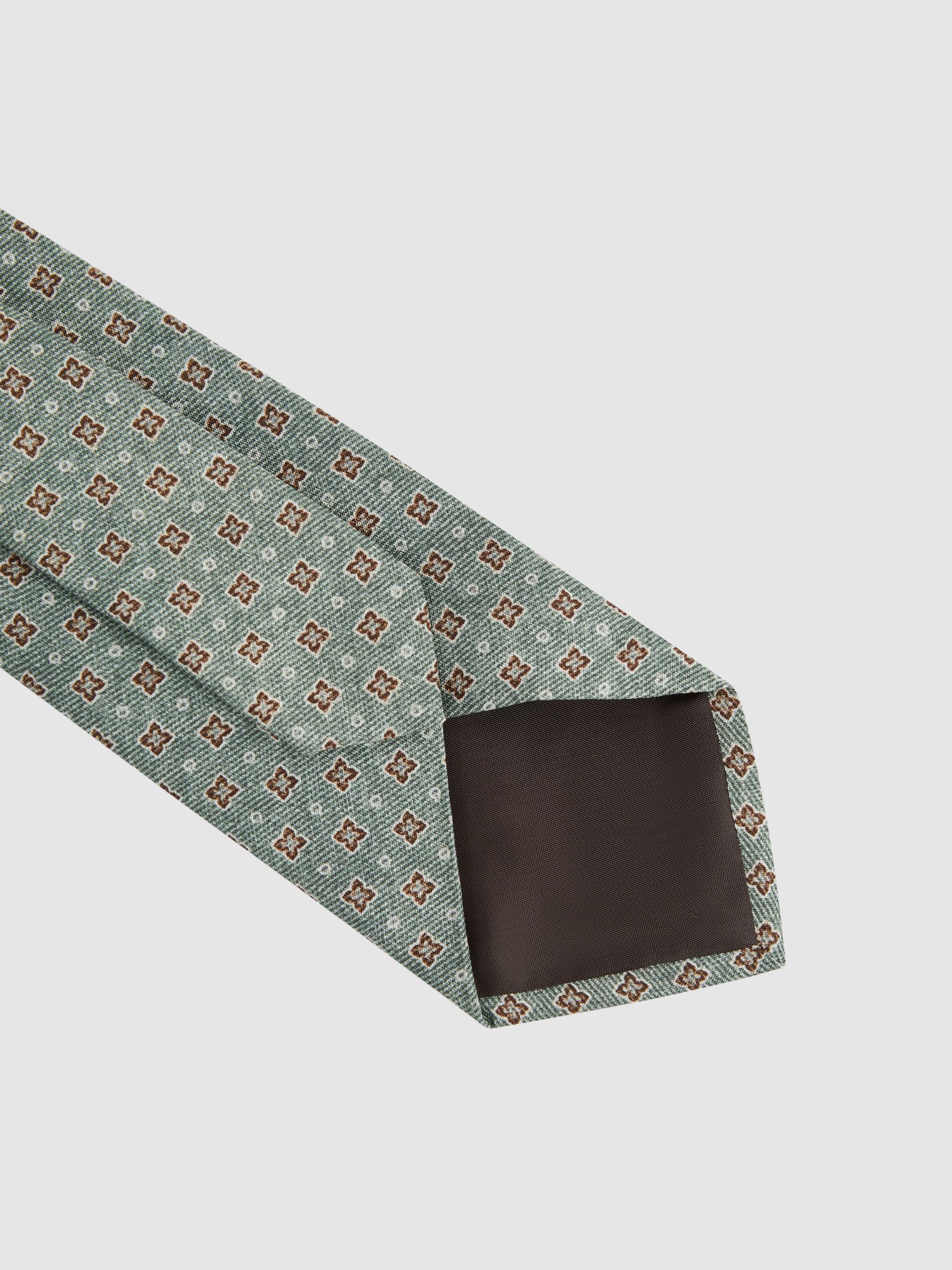 Silk Medallion Tie in Light Green - Image 4 of 5
