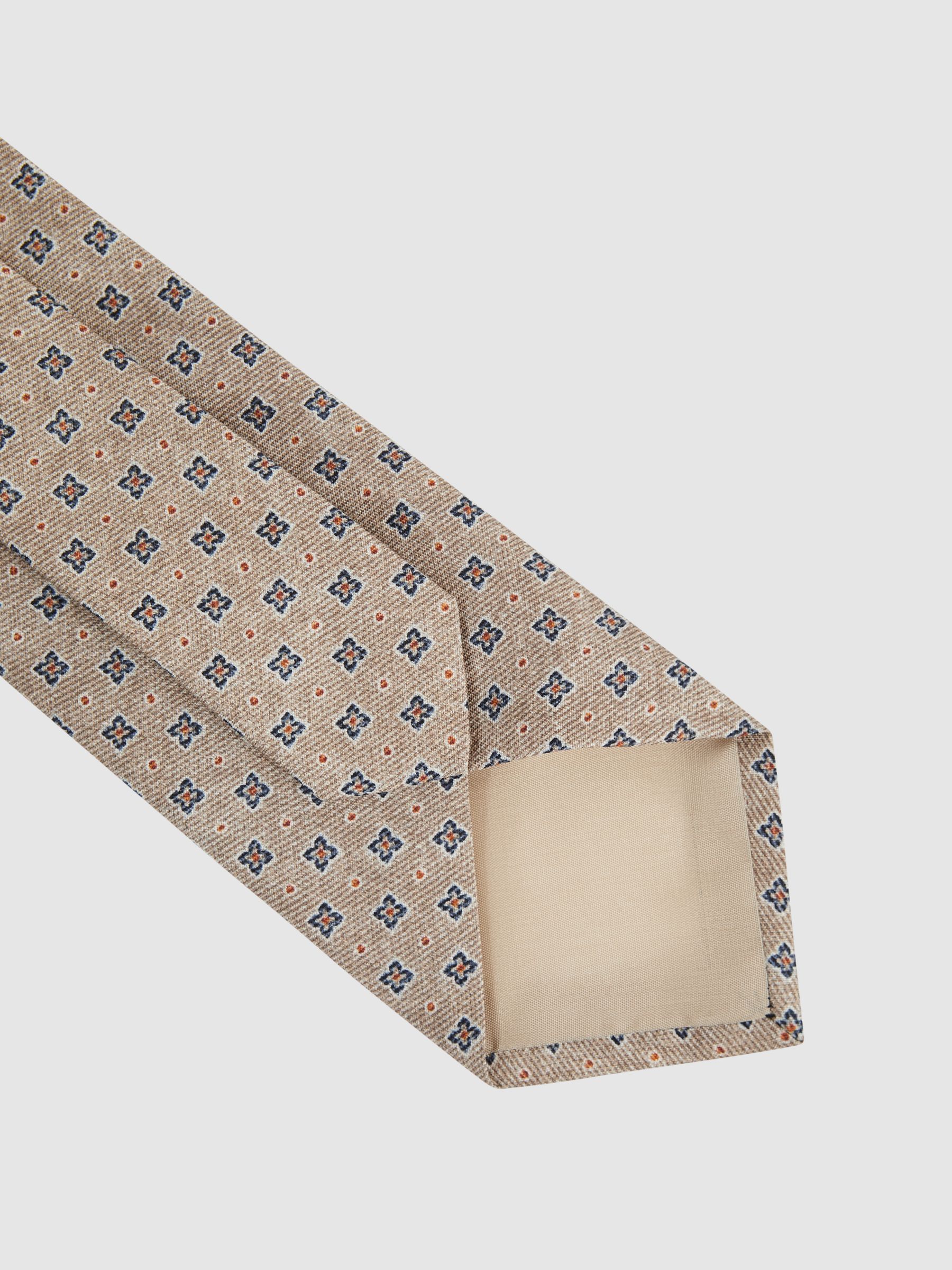 Silk Medallion Tie in Oatmeal Melange - Image 4 of 5