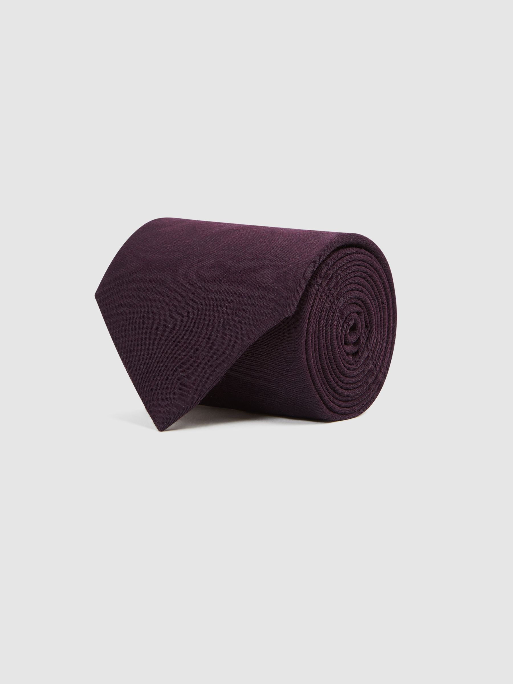 Twill Wool Tie in Dark Plum - Image 3 of 5