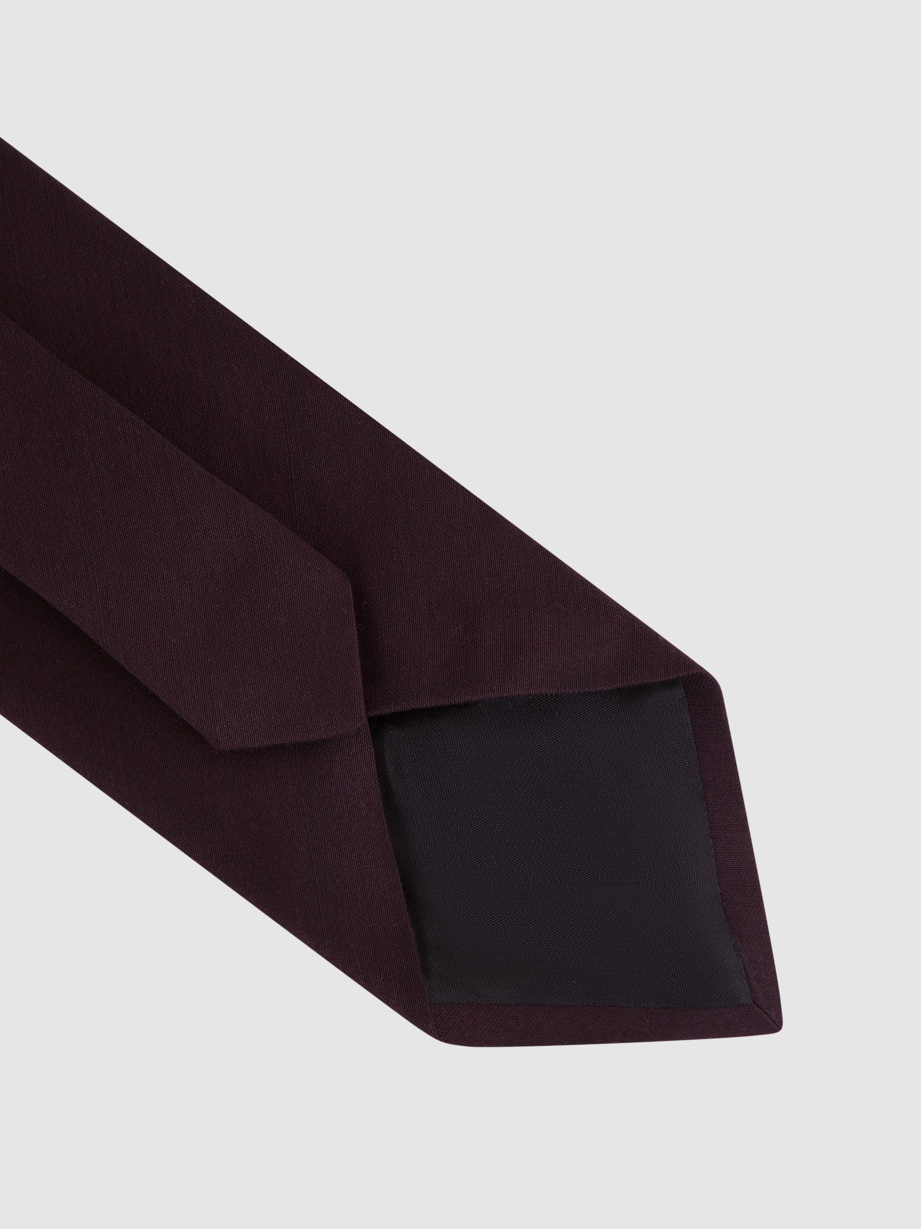 Twill Wool Tie in Dark Plum - Image 4 of 5