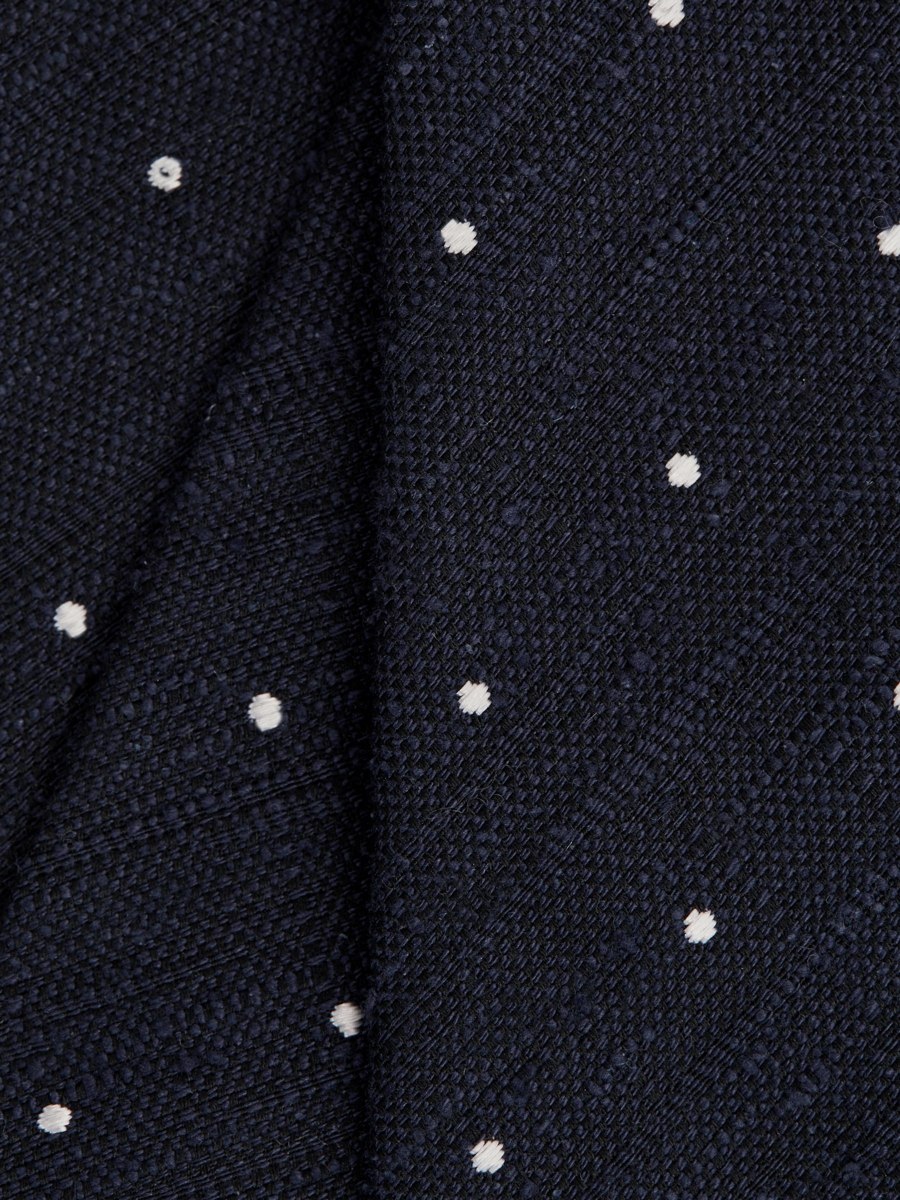Silk Textured Polka Dot Tie in Navy - Image 5 of 5