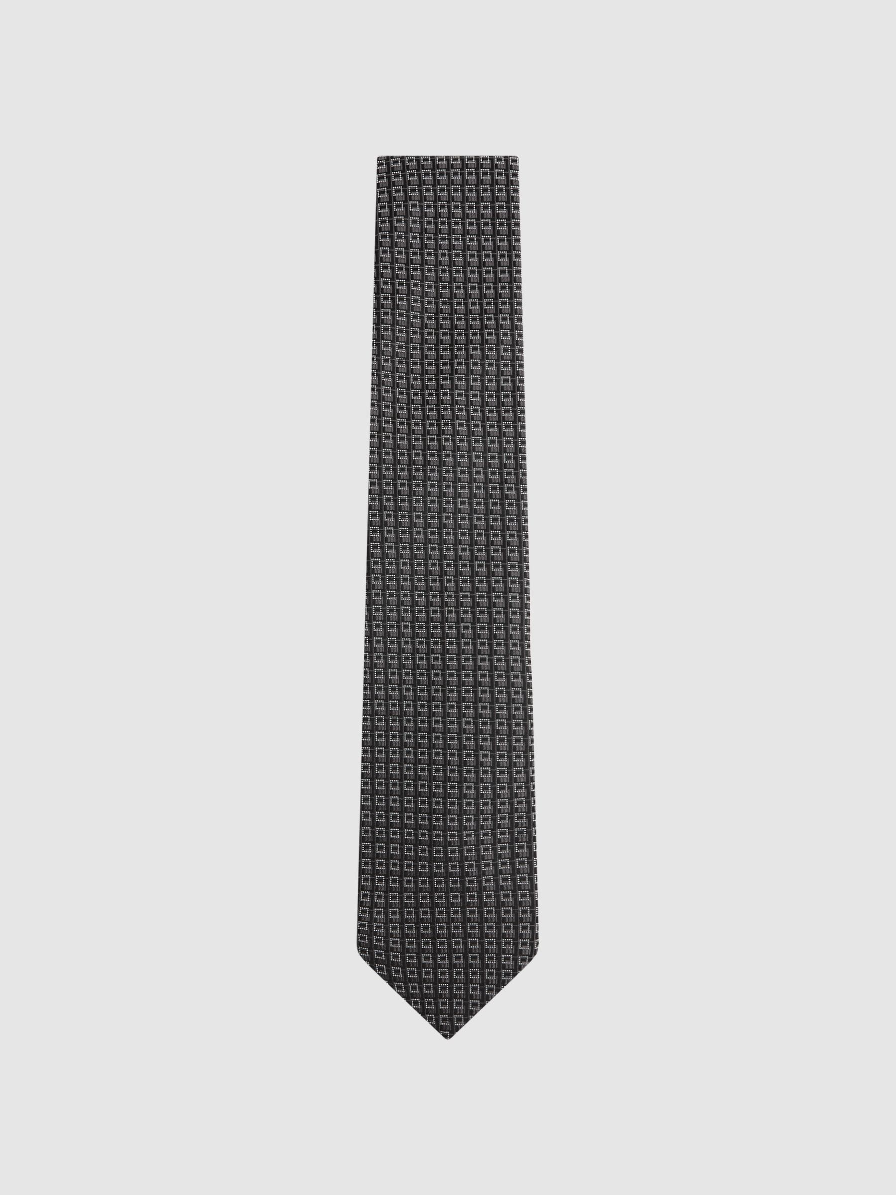 Silk Blend Square Tie in Charcoal - Image 1 of 5