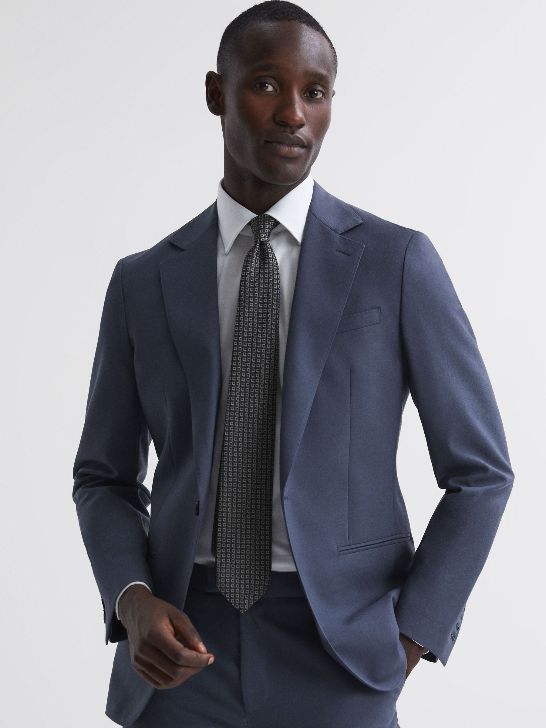 Silk Blend Square Tie in Charcoal - Image 2 of 5