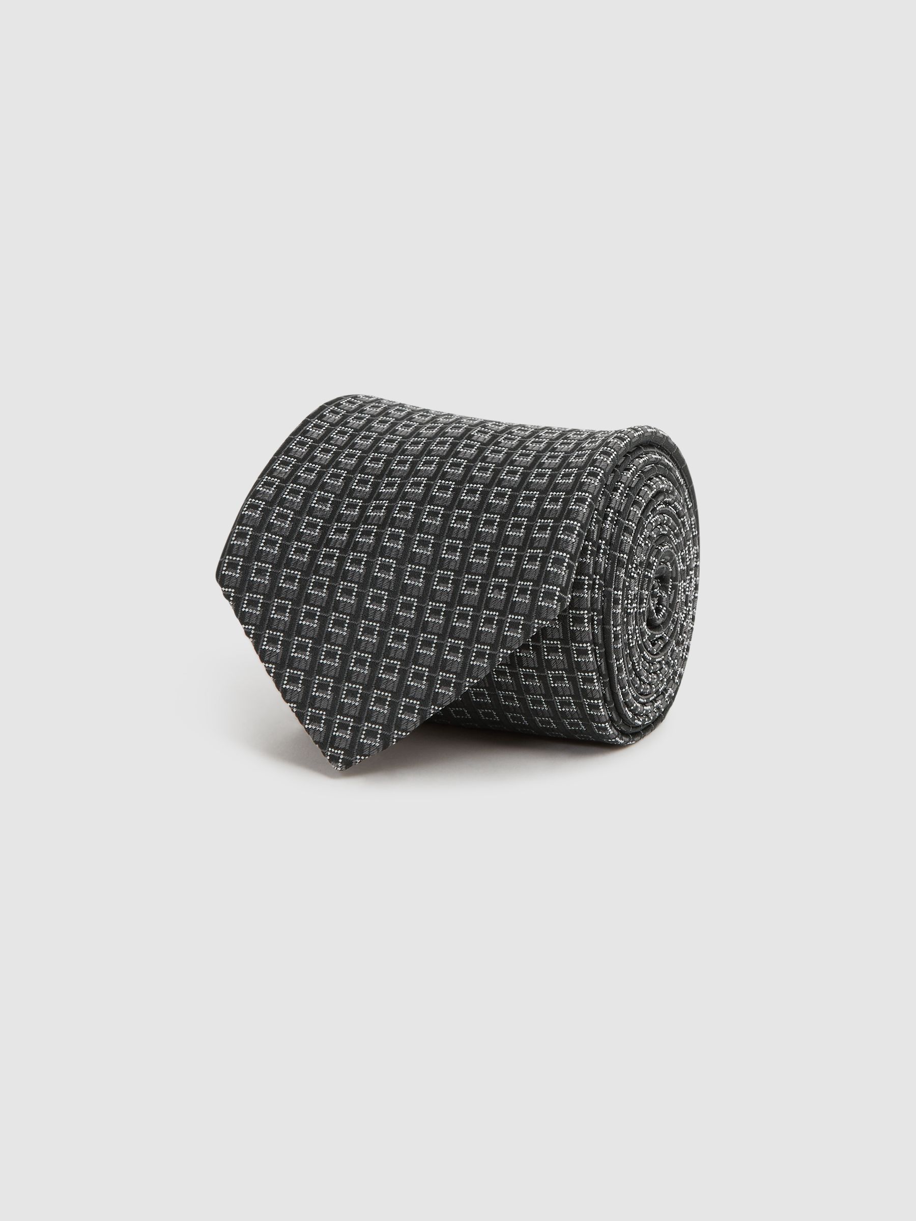 Silk Blend Square Tie in Charcoal - Image 3 of 5