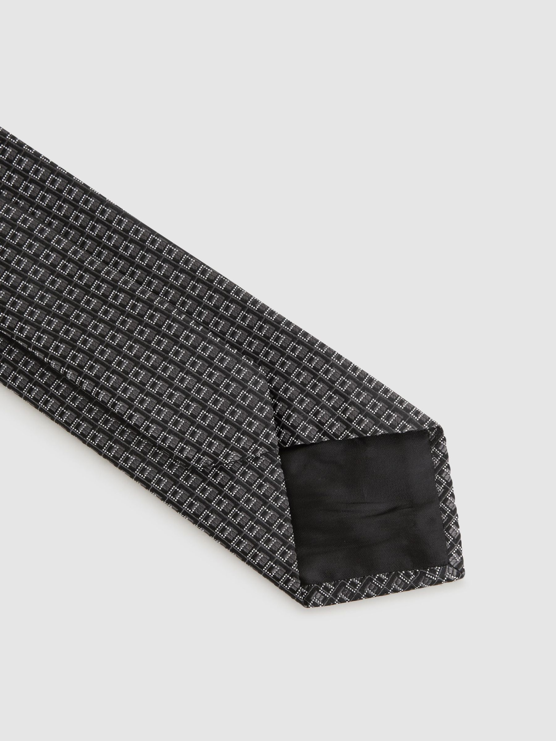 Silk Blend Square Tie in Charcoal - Image 4 of 5