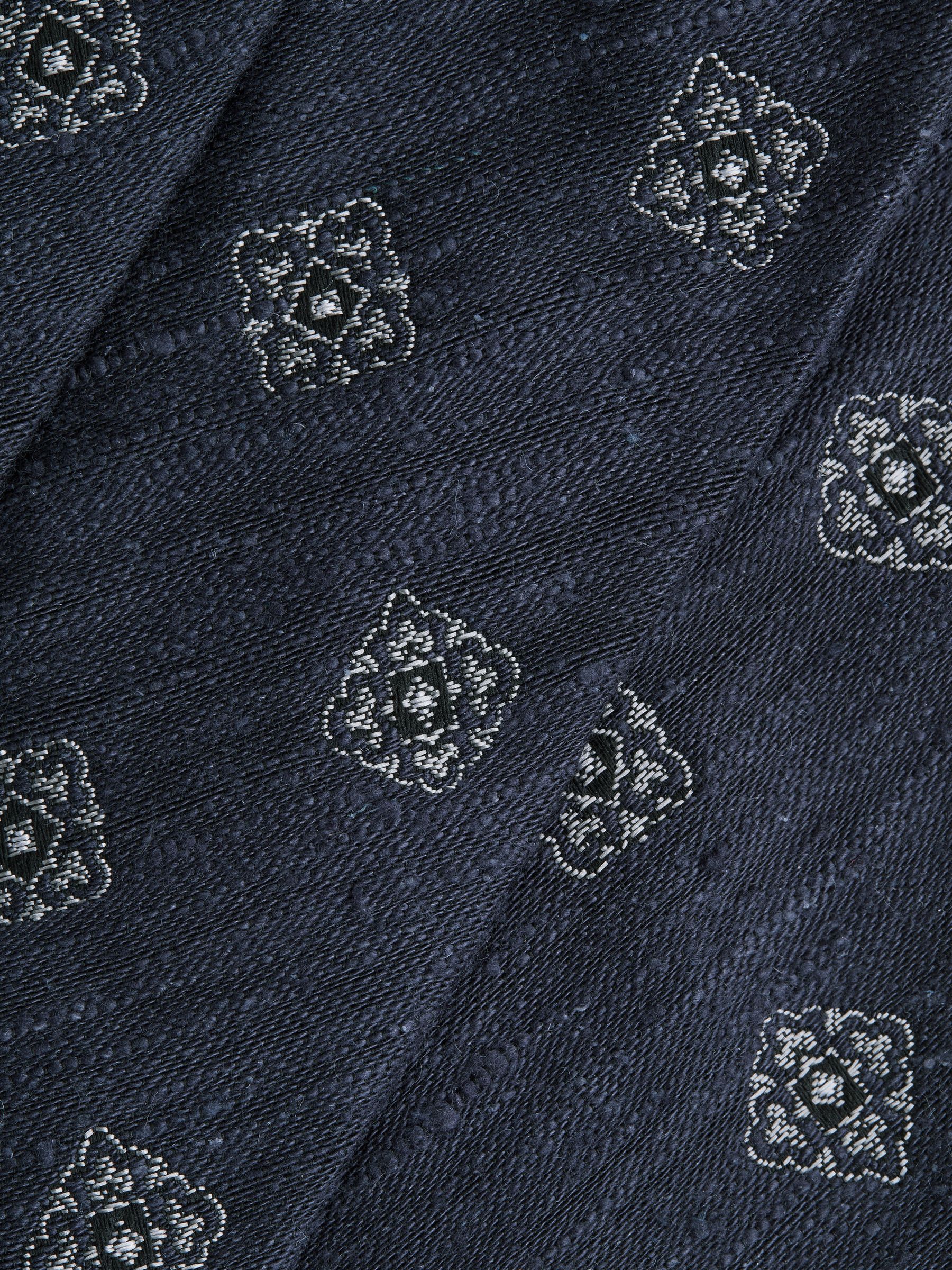 Textured Silk Medallion Tie in Navy - Image 5 of 6