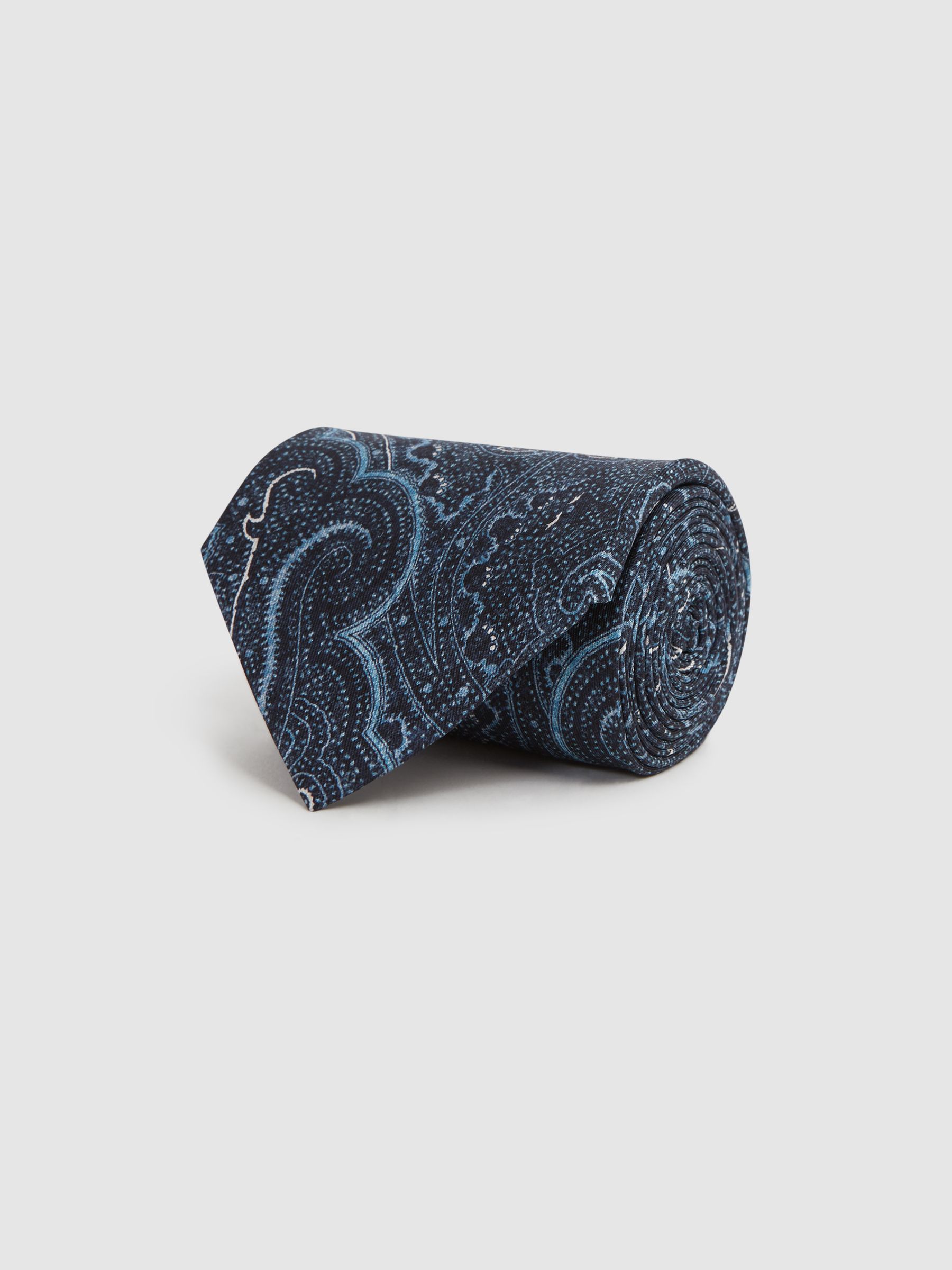 Silk Paisley Tie in Indigo - Image 3 of 5