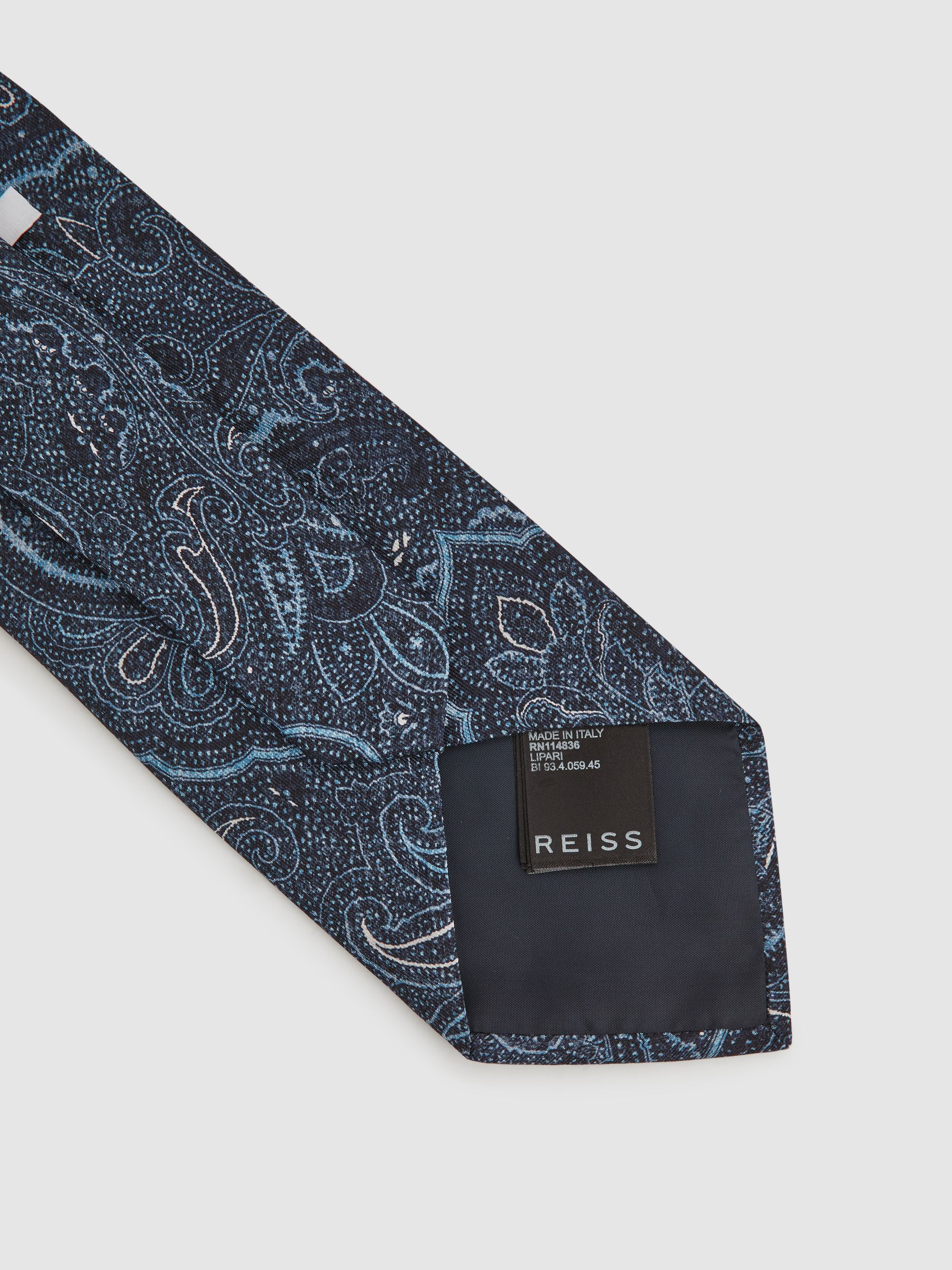 Silk Paisley Tie in Indigo - Image 4 of 5