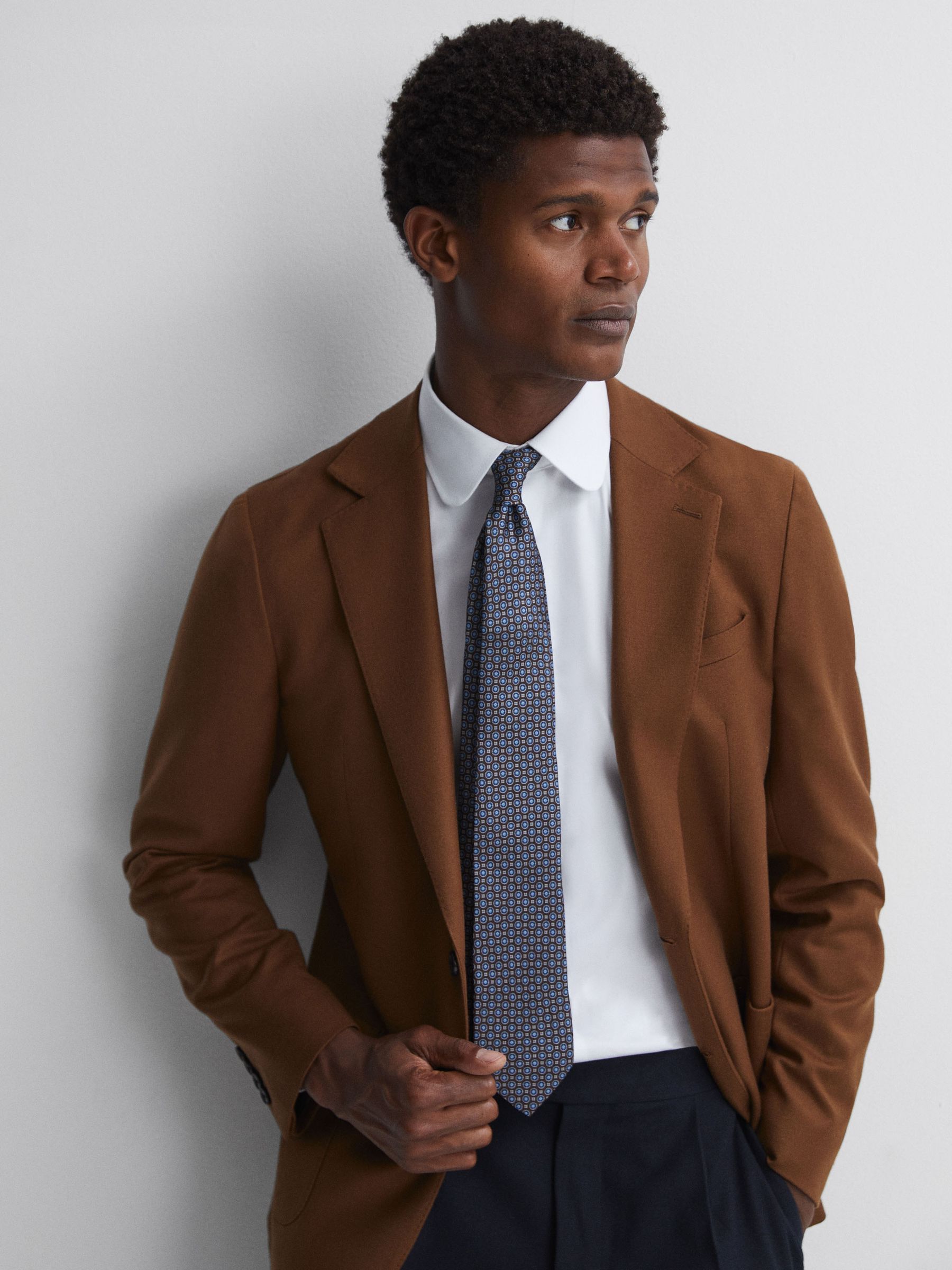 Silk Medallion Tie in Chocolate - Image 2 of 5