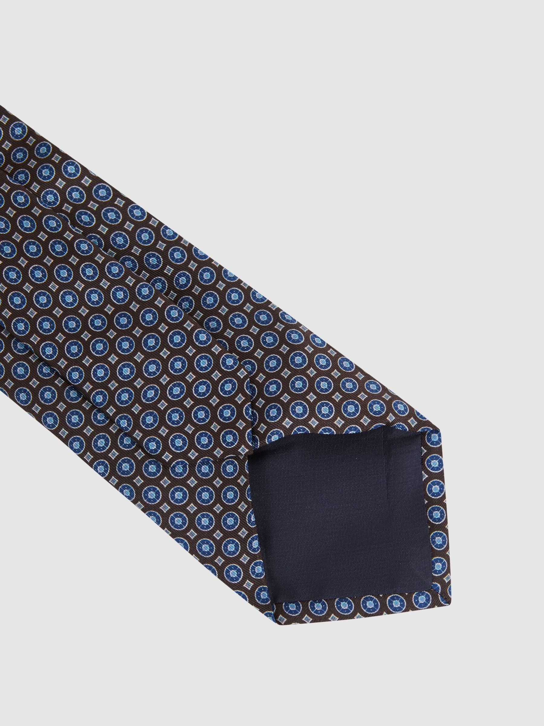 Silk Medallion Tie in Chocolate - Image 4 of 5