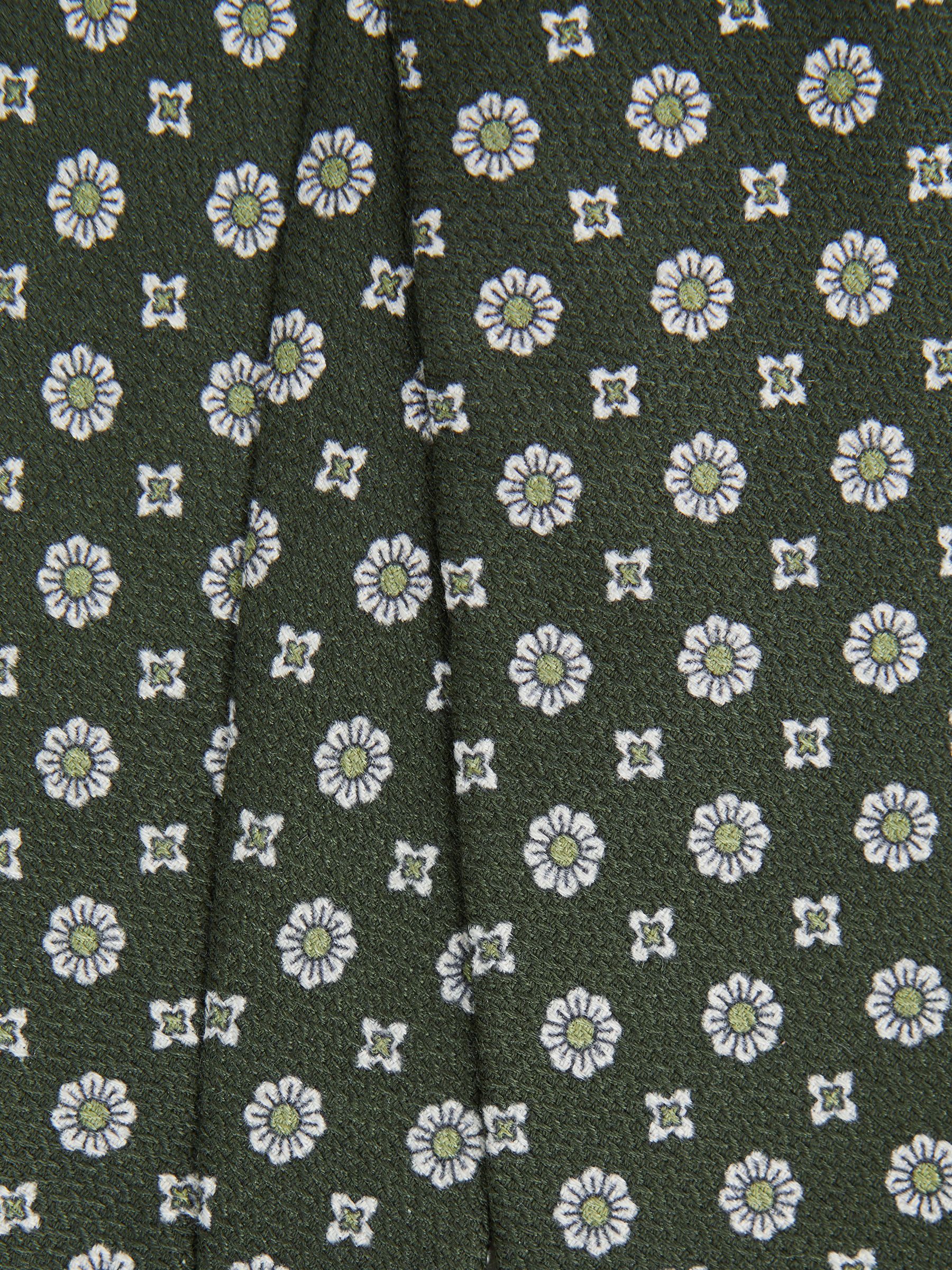 Silk Floral Medallion Tie in Olive - Image 5 of 5