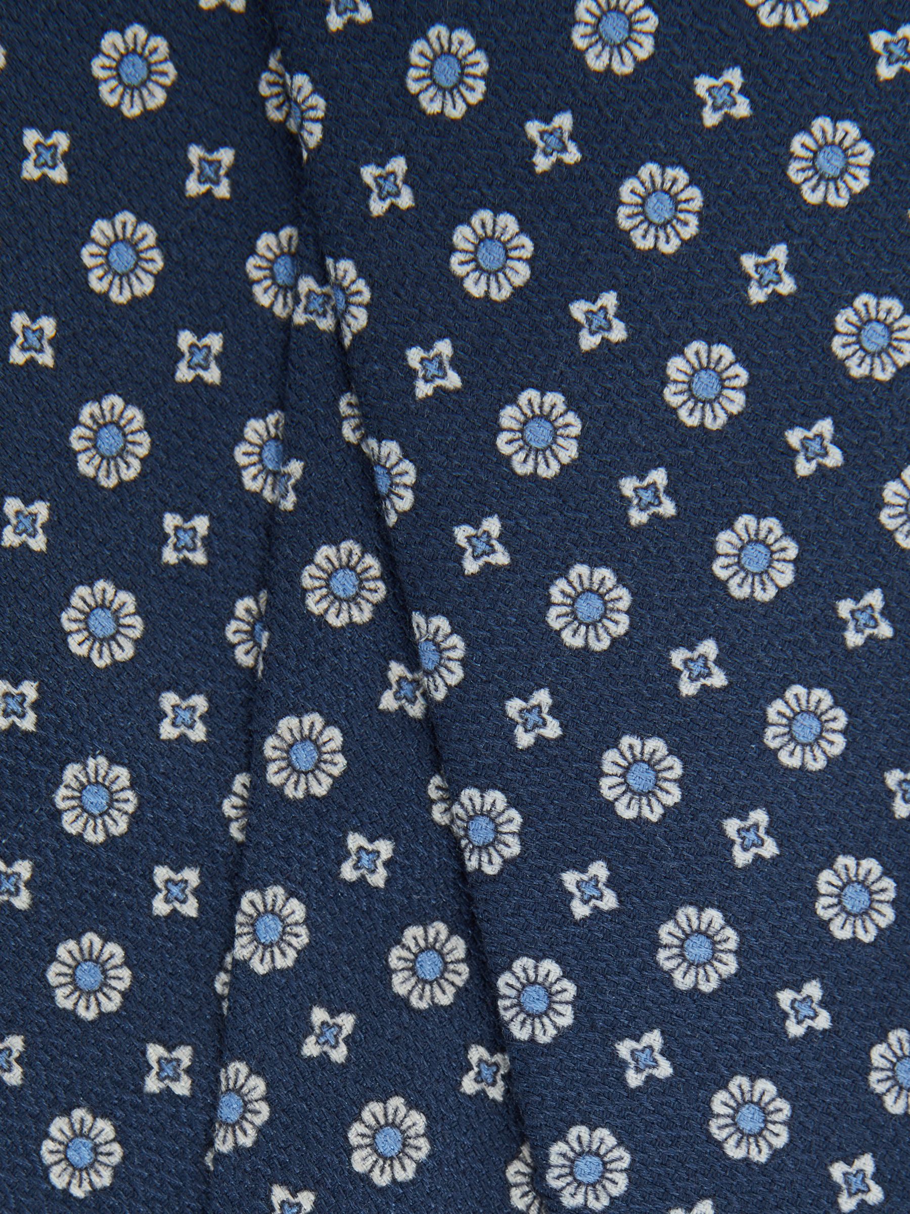 Silk Floral Medallion Tie in Airforce Blue - Image 5 of 5