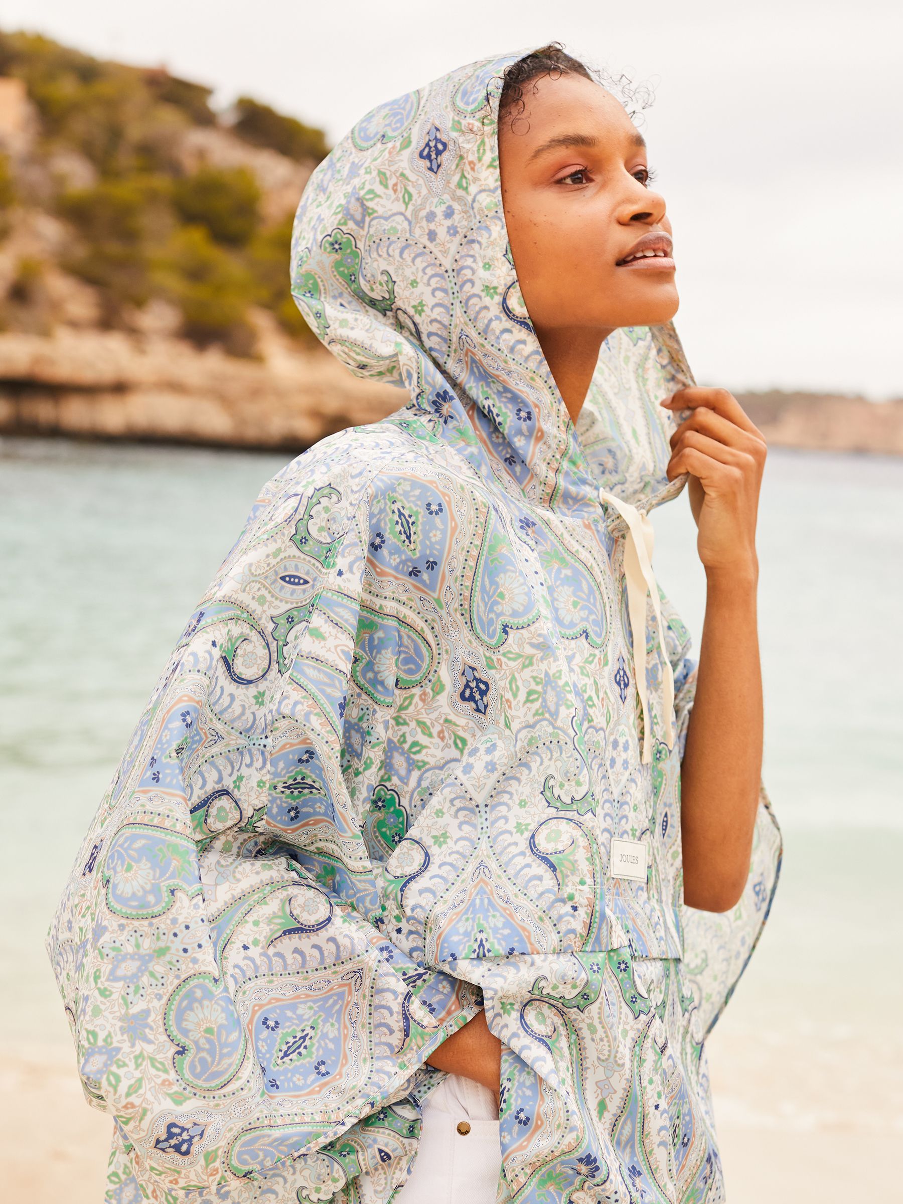 Elstow Blue Paisley Printed Poncho - Image 2 of 10