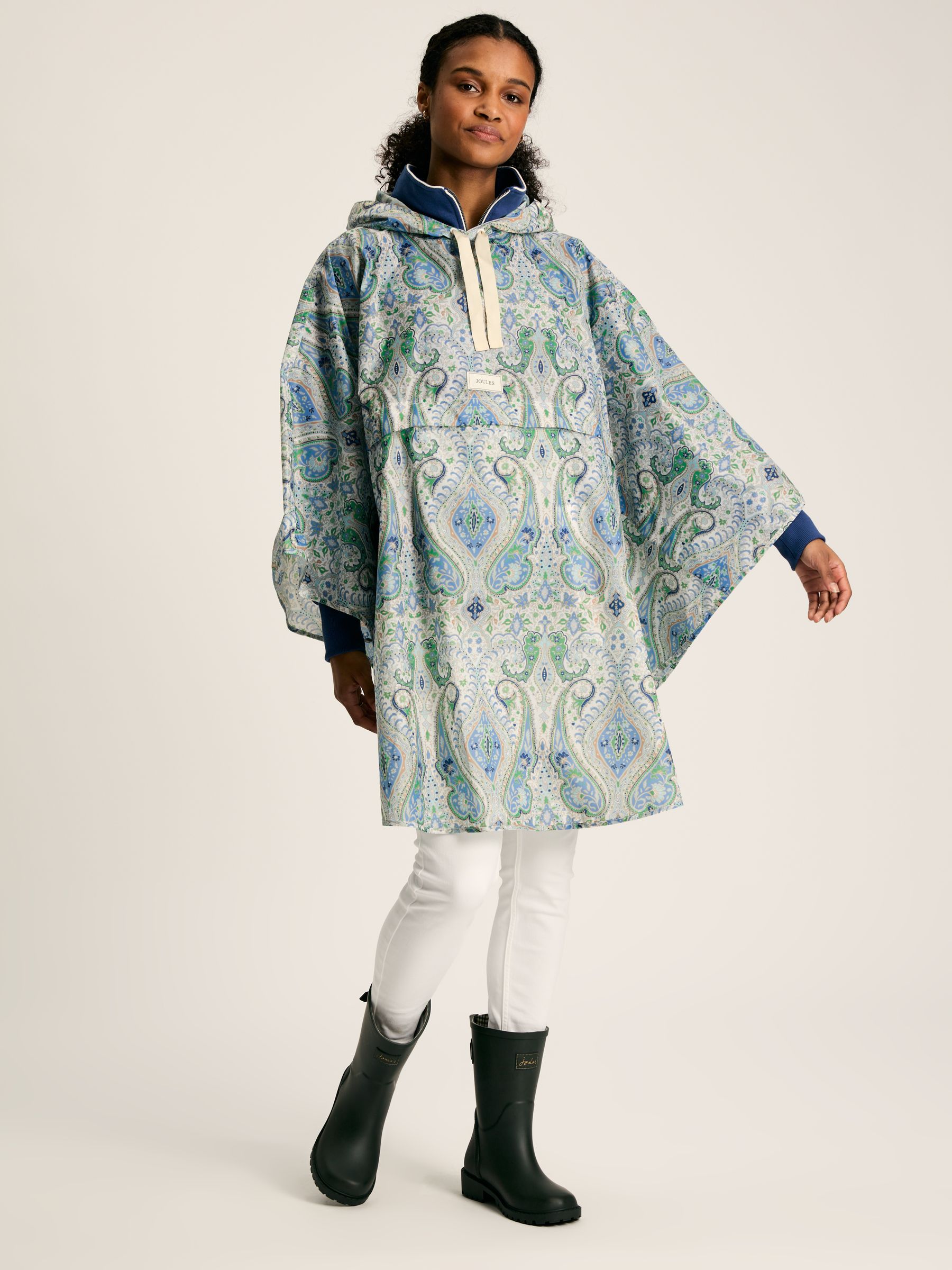 Elstow Blue Paisley Printed Poncho - Image 3 of 10