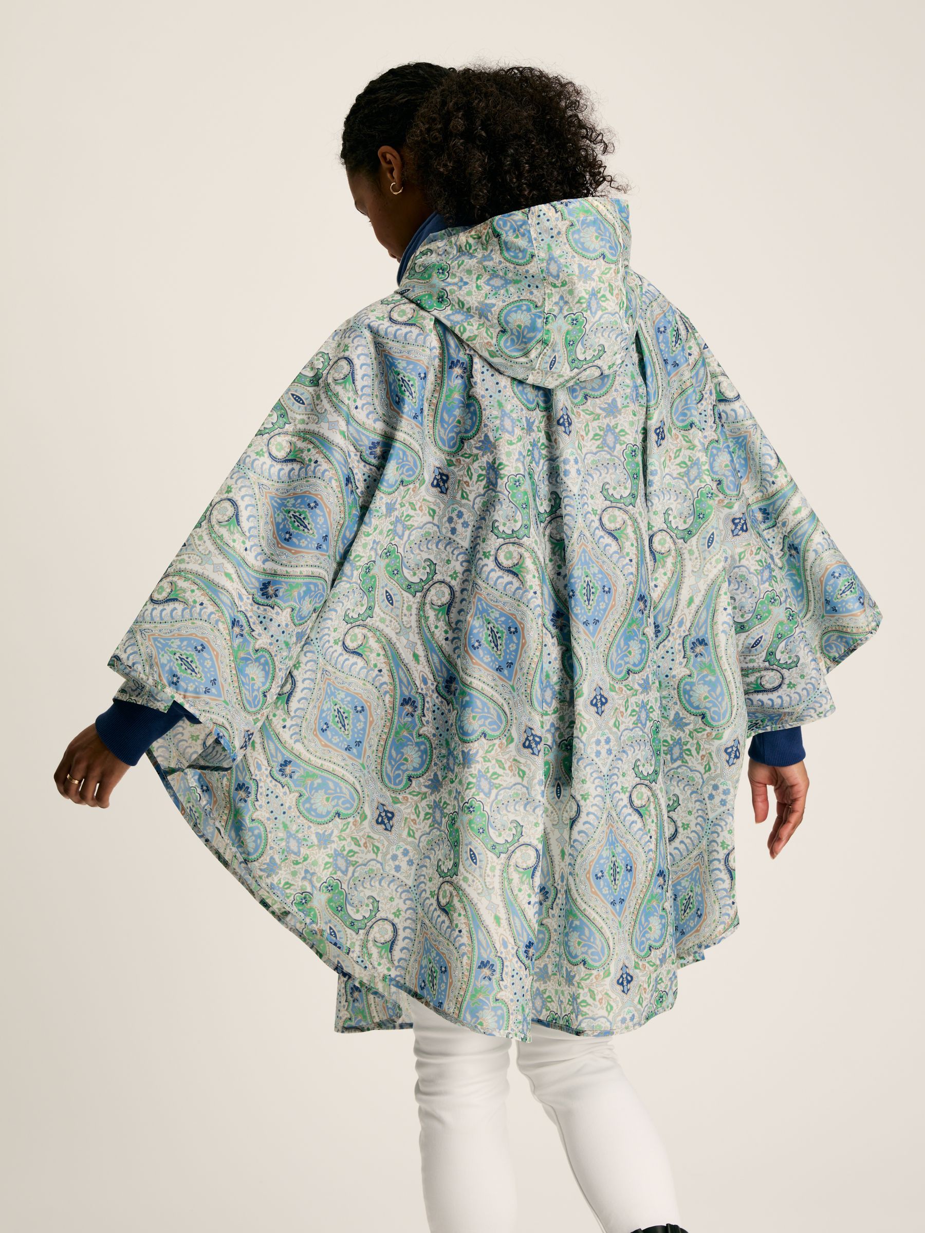 Elstow Blue Paisley Printed Poncho - Image 4 of 10