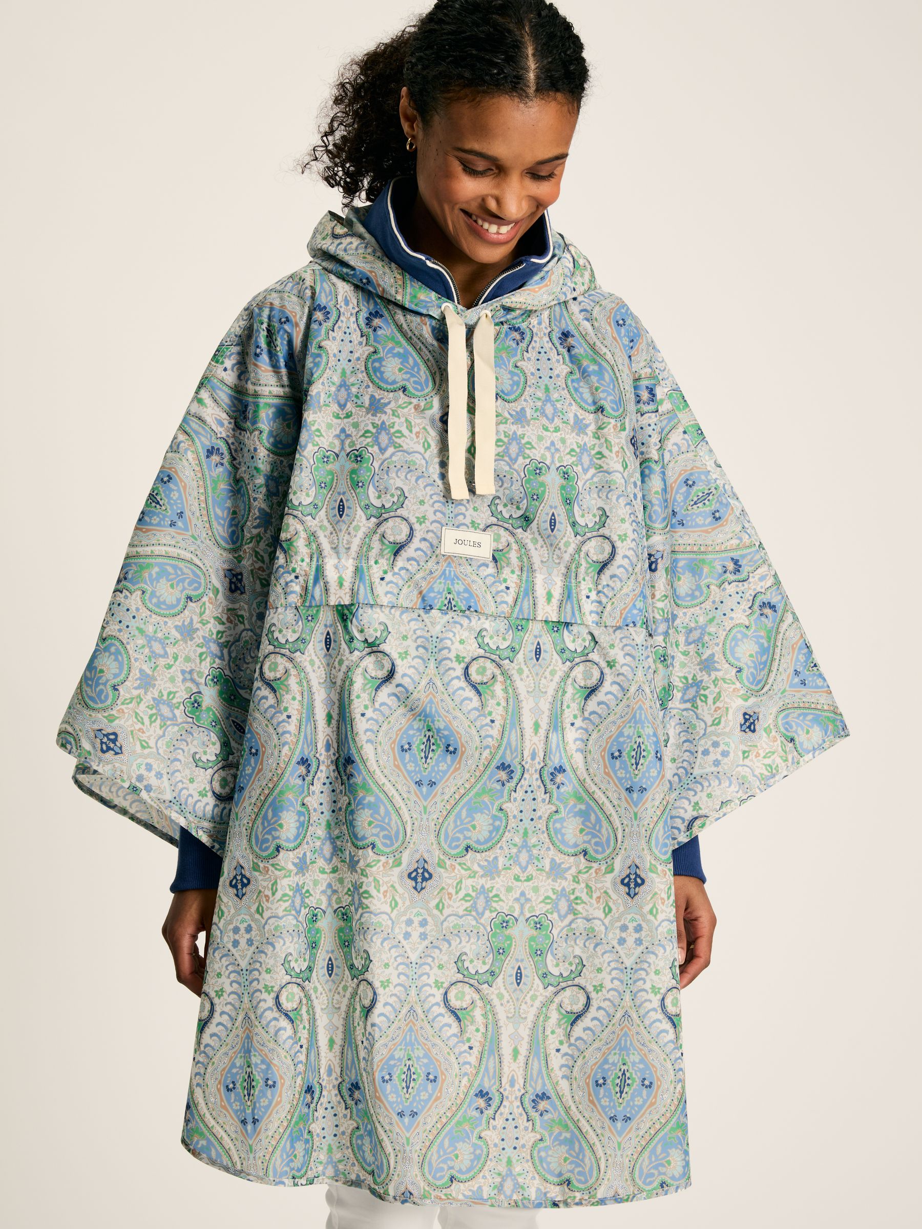Elstow Blue Paisley Printed Poncho - Image 5 of 10