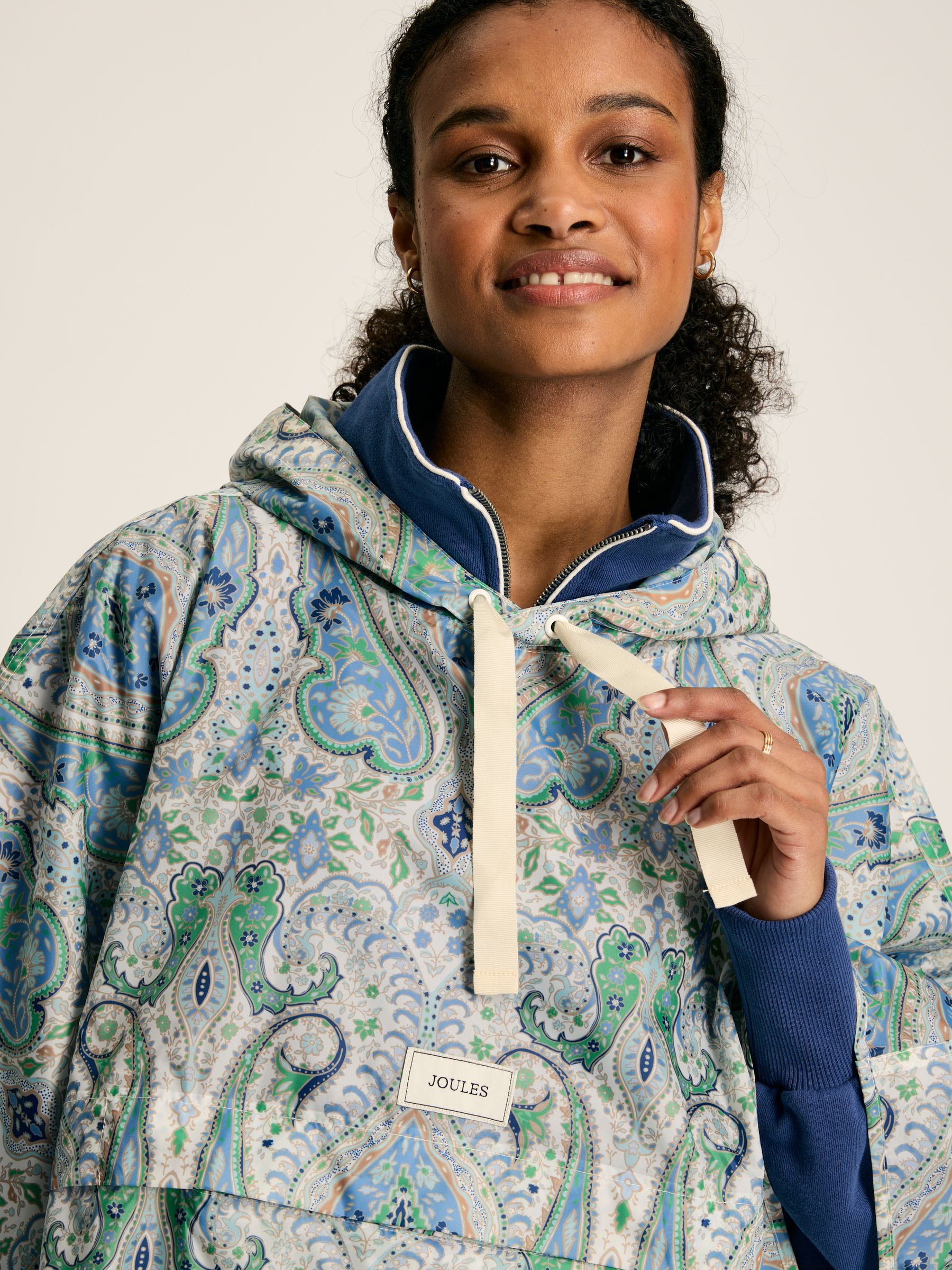 Elstow Blue Paisley Printed Poncho - Image 6 of 10