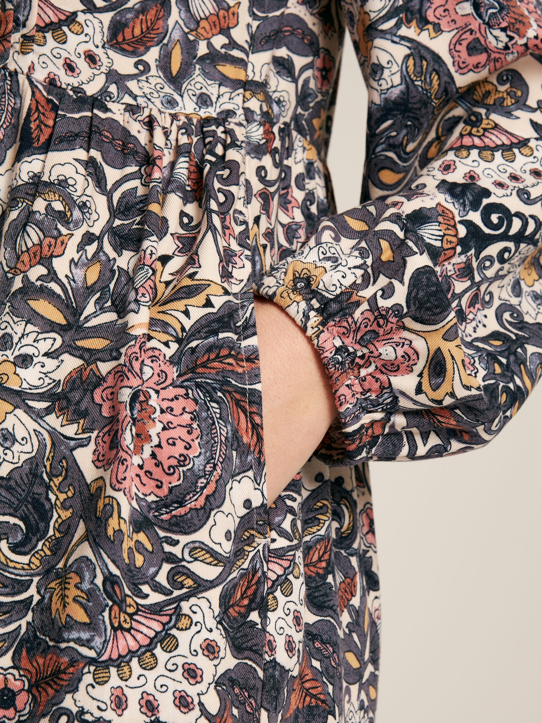 Lucia Brown Floral Frilled Midi Dress - Image 5 of 6