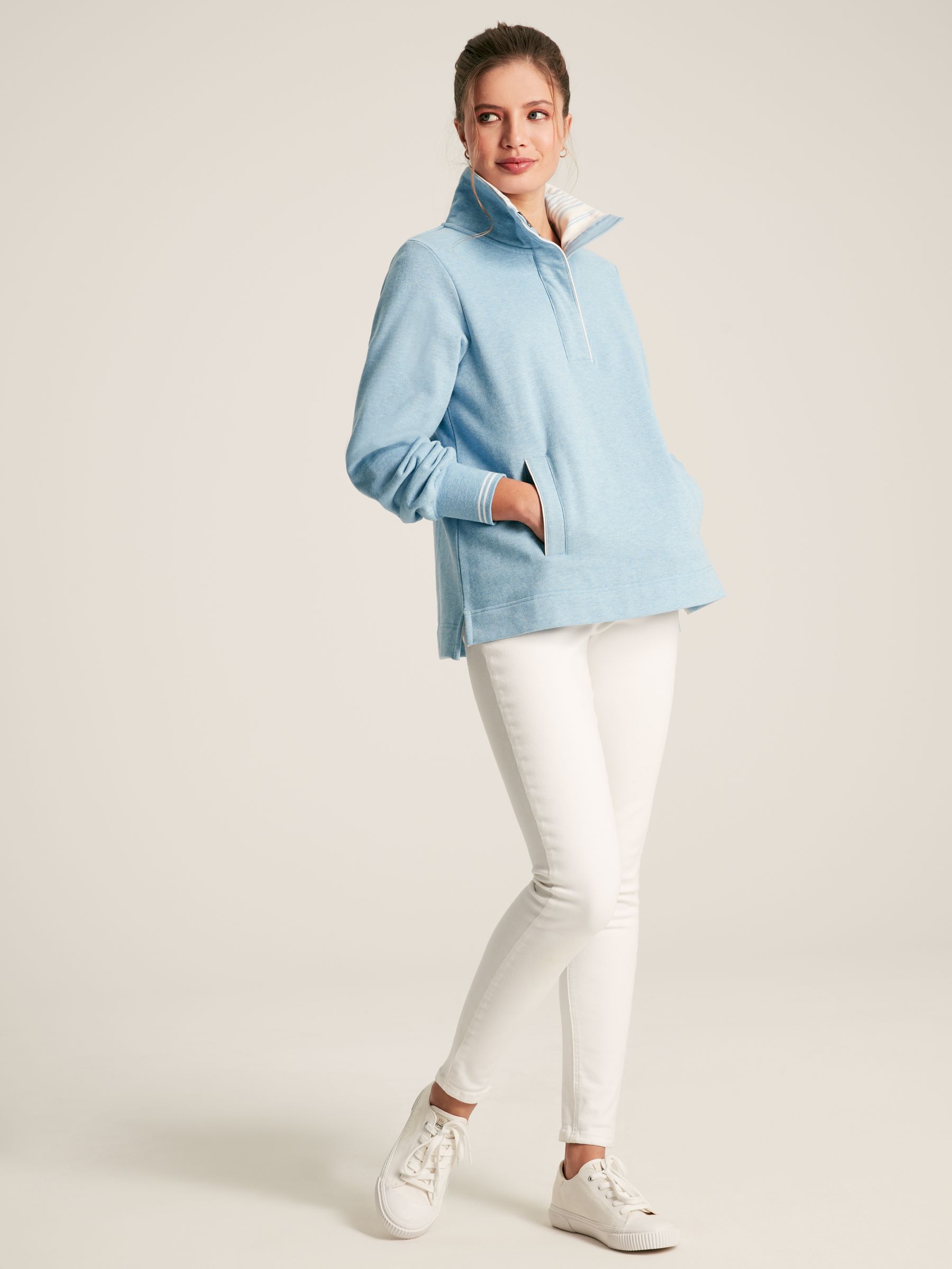 Burnham Blue Funnel Neck Quarter Zip Sweatshirt - Image 3 of 7