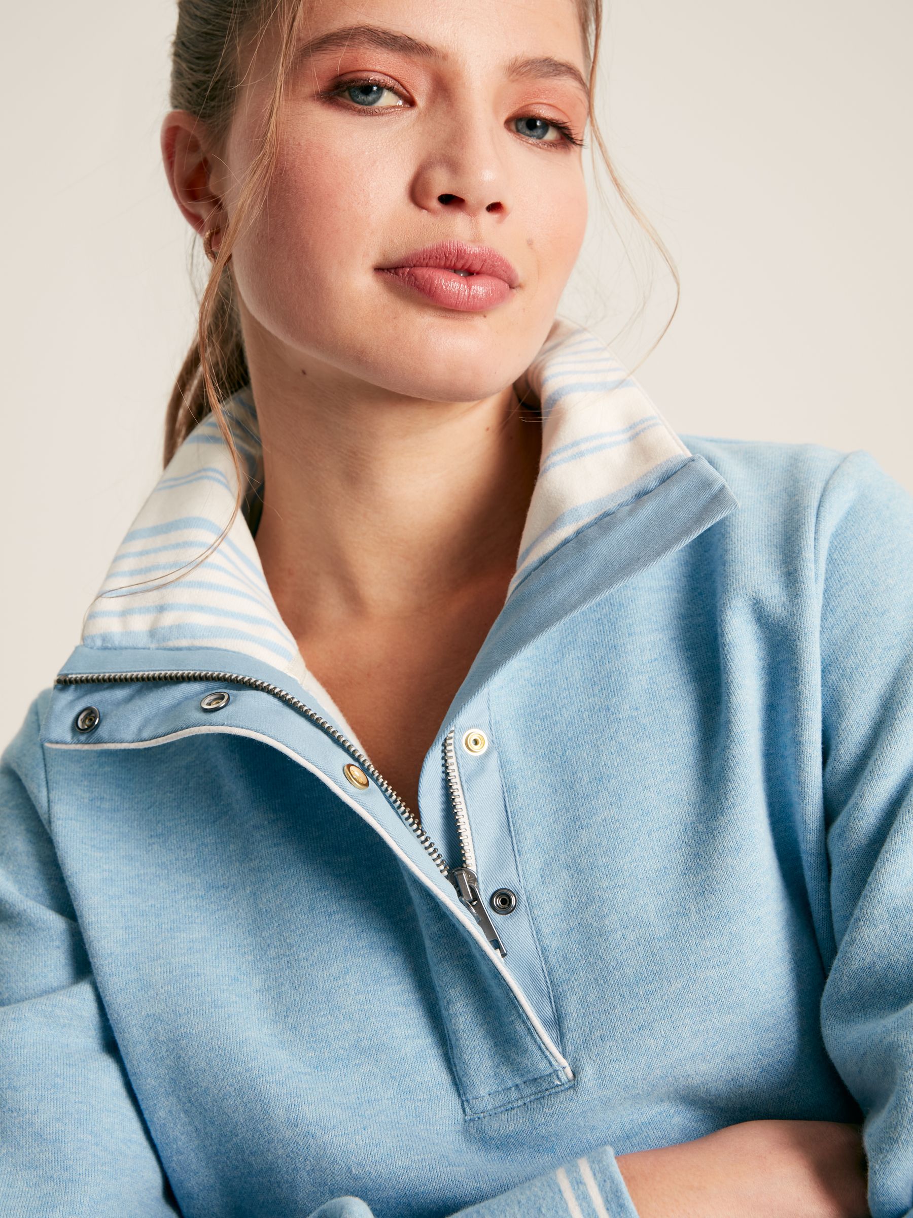 Burnham Blue Funnel Neck Quarter Zip Sweatshirt - Image 4 of 7