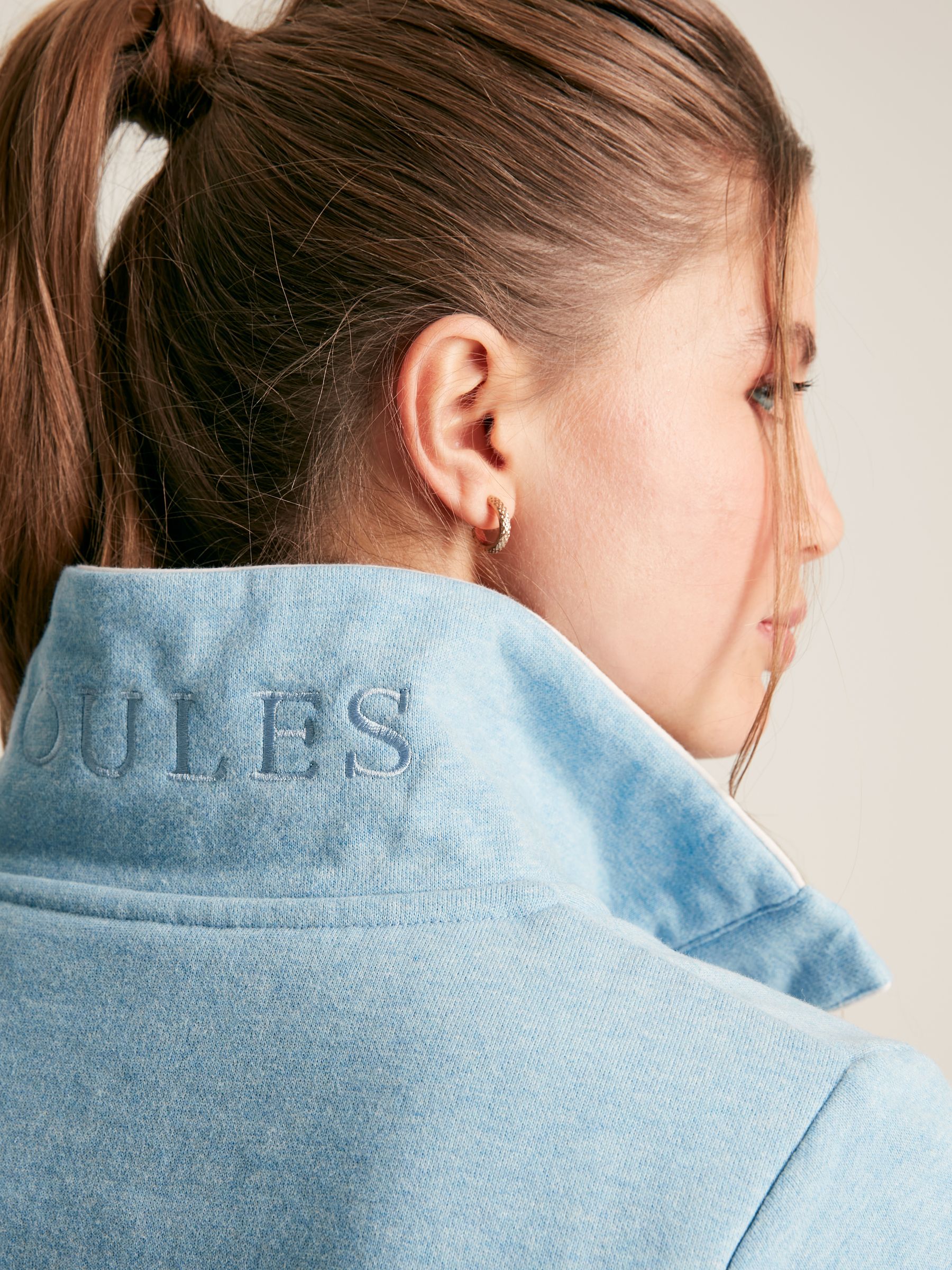 Burnham Blue Funnel Neck Quarter Zip Sweatshirt - Image 6 of 7