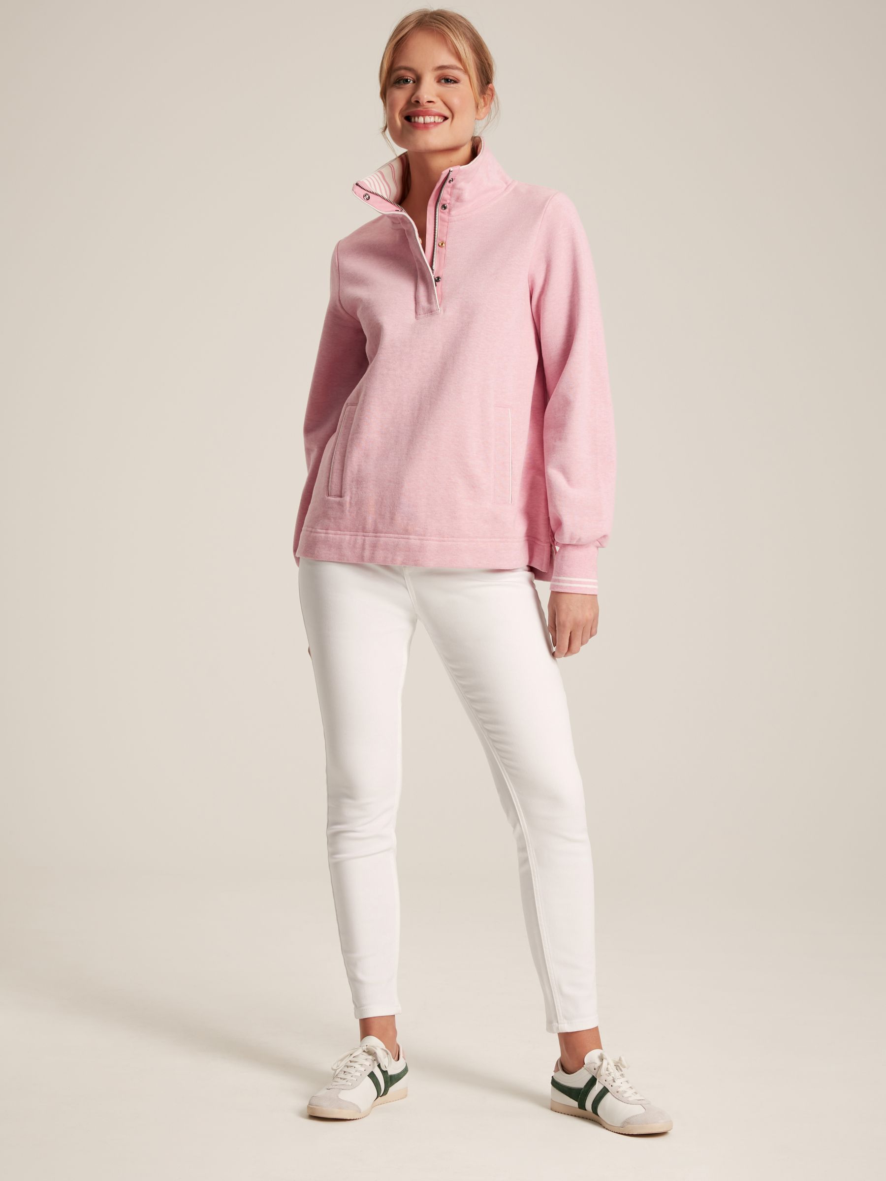 Burnham Pink Funnel Neck Quarter Zip Sweatshirt - Image 3 of 6