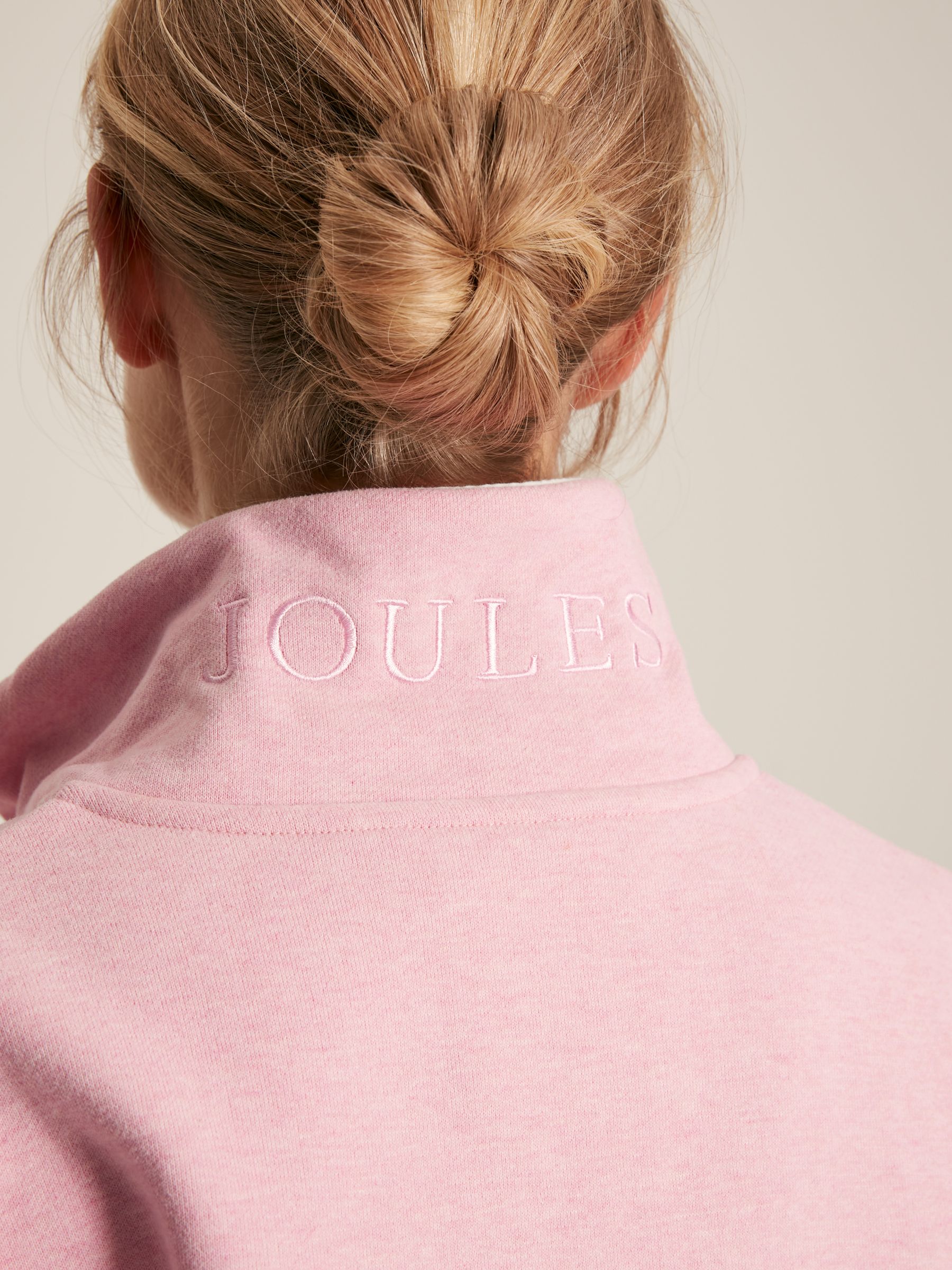 Burnham Pink Funnel Neck Quarter Zip Sweatshirt | Joules Burnham Pink Funnel Neck Quarter Zip Sweatshirt | Joules