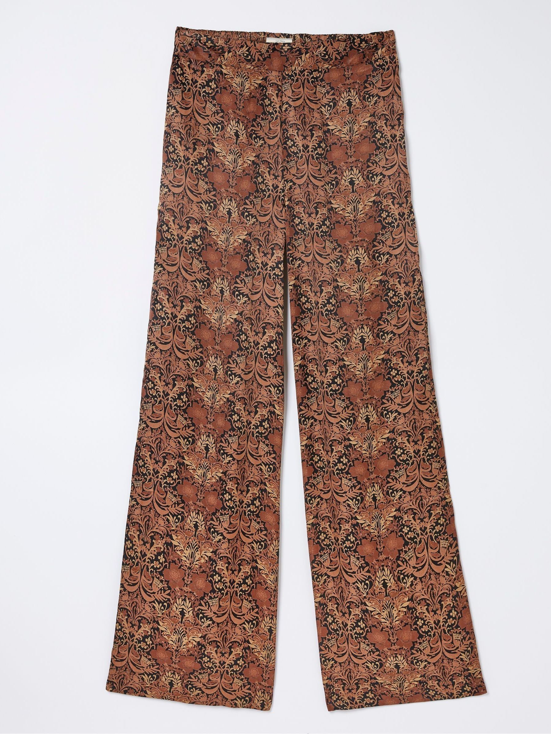 Black Art Floral Satin Printed Trousers - Image 5 of 5