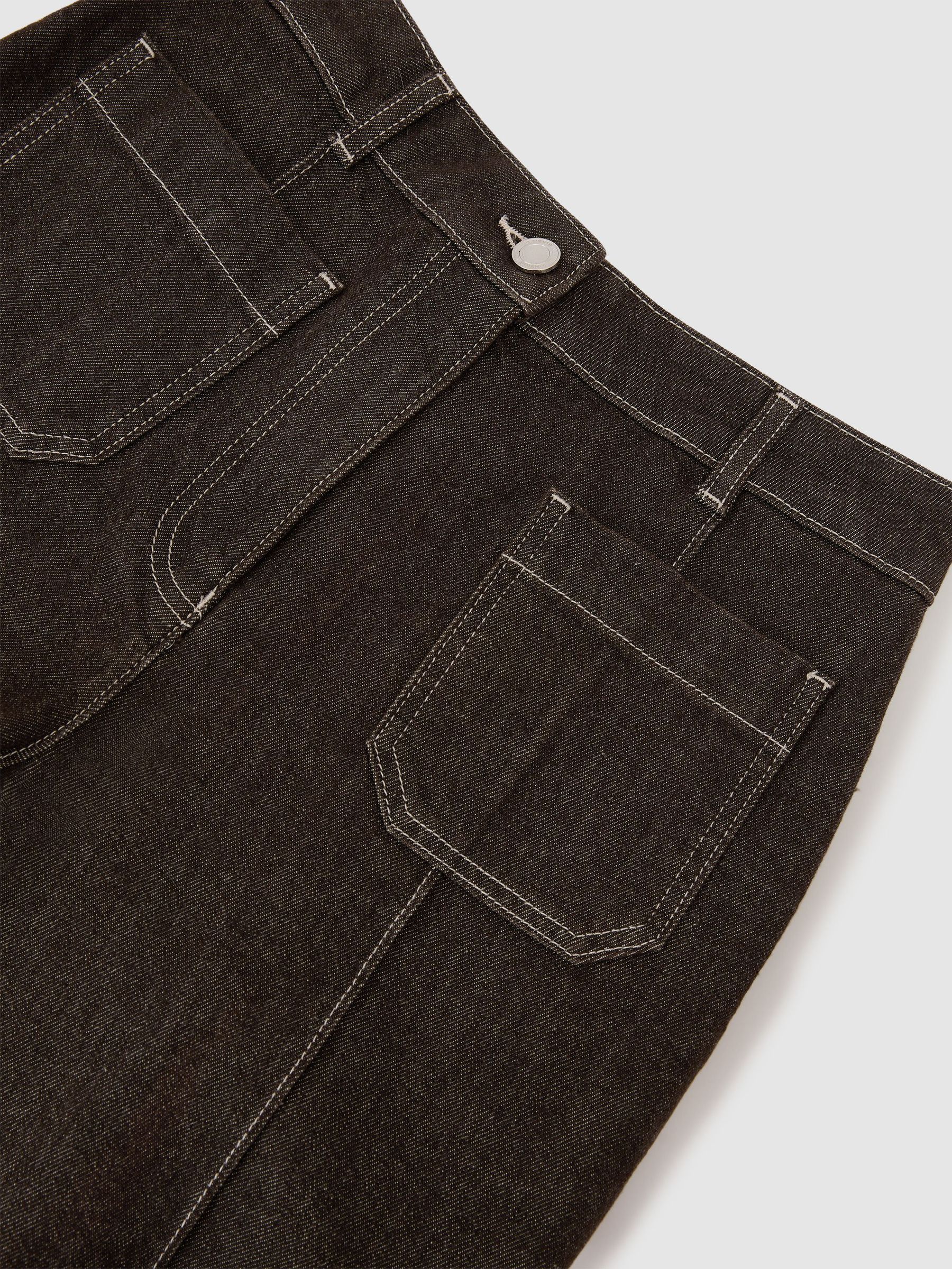 Patch-Pocket Flared Jeans in Brown - Image 8 of 8