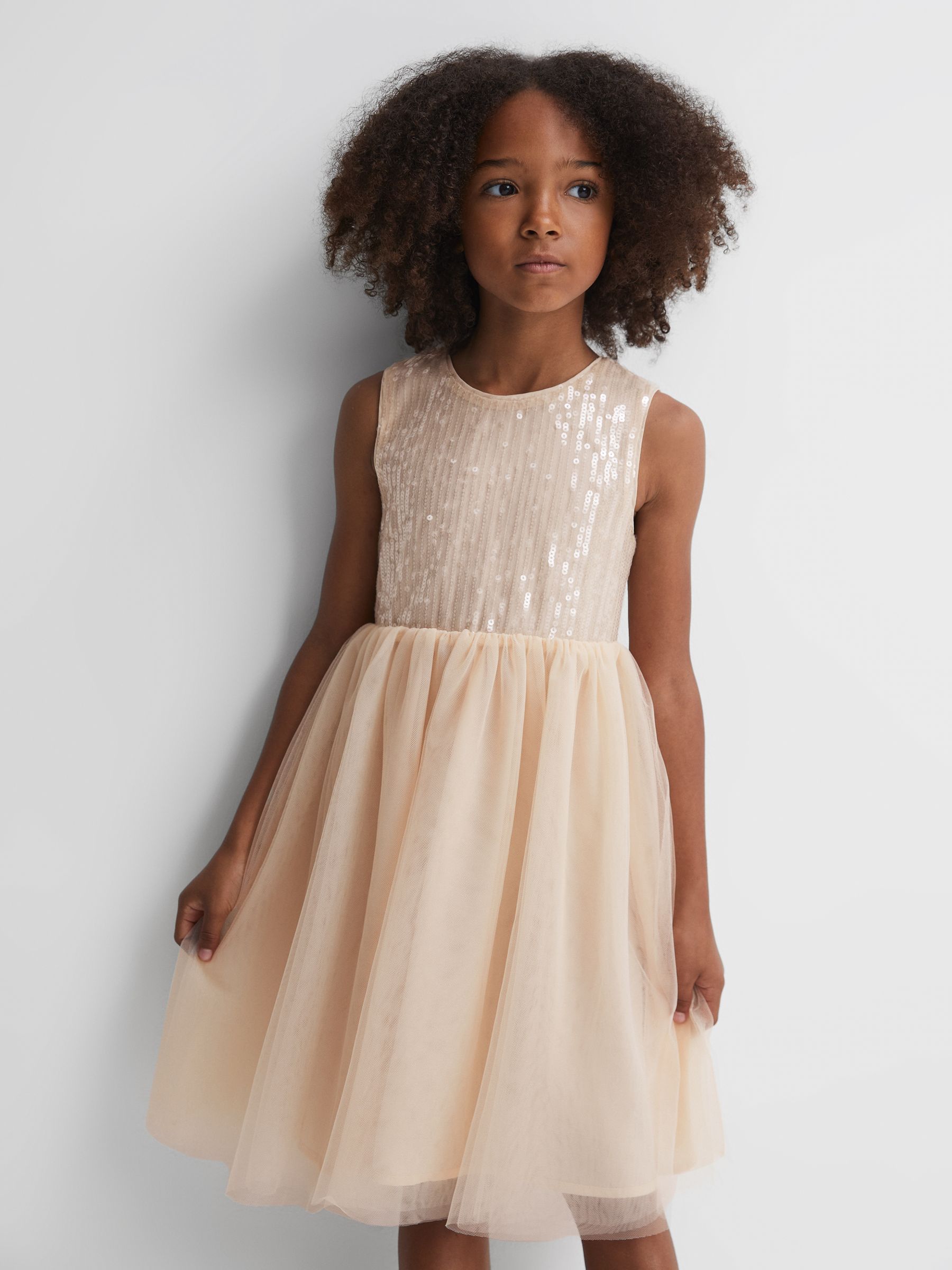 9-14 yrs Sequin Tulle Dress in Pink - Image 4 of 7